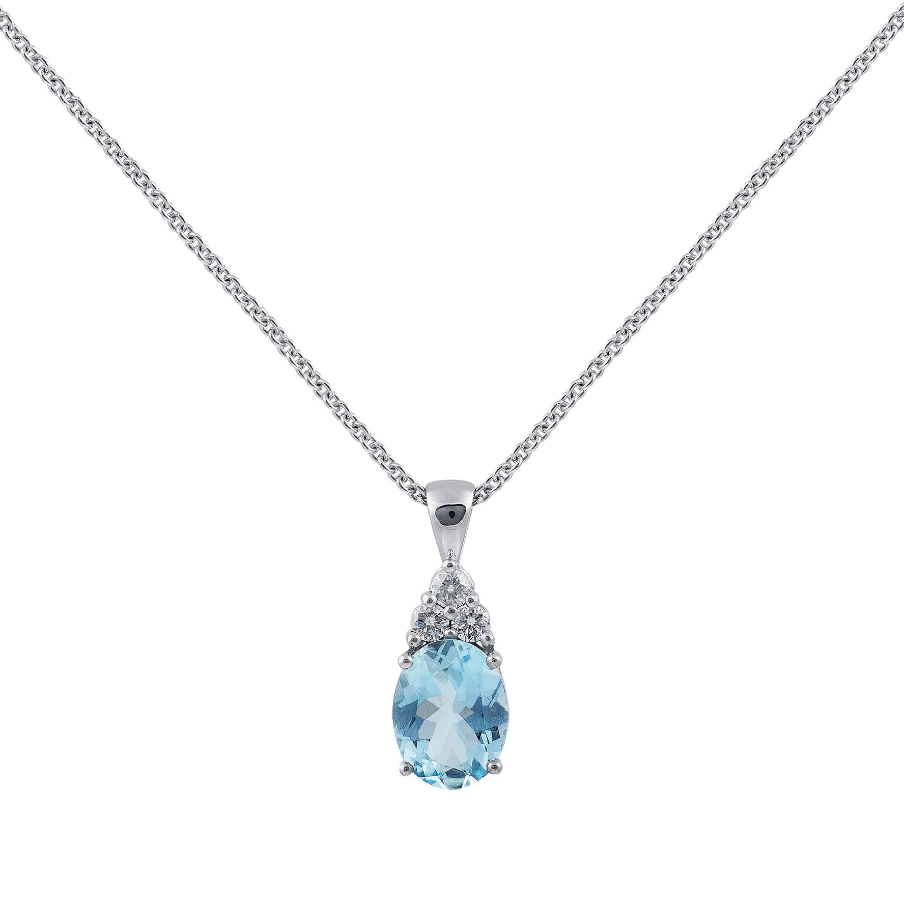 Aquamarine and diamond pendant