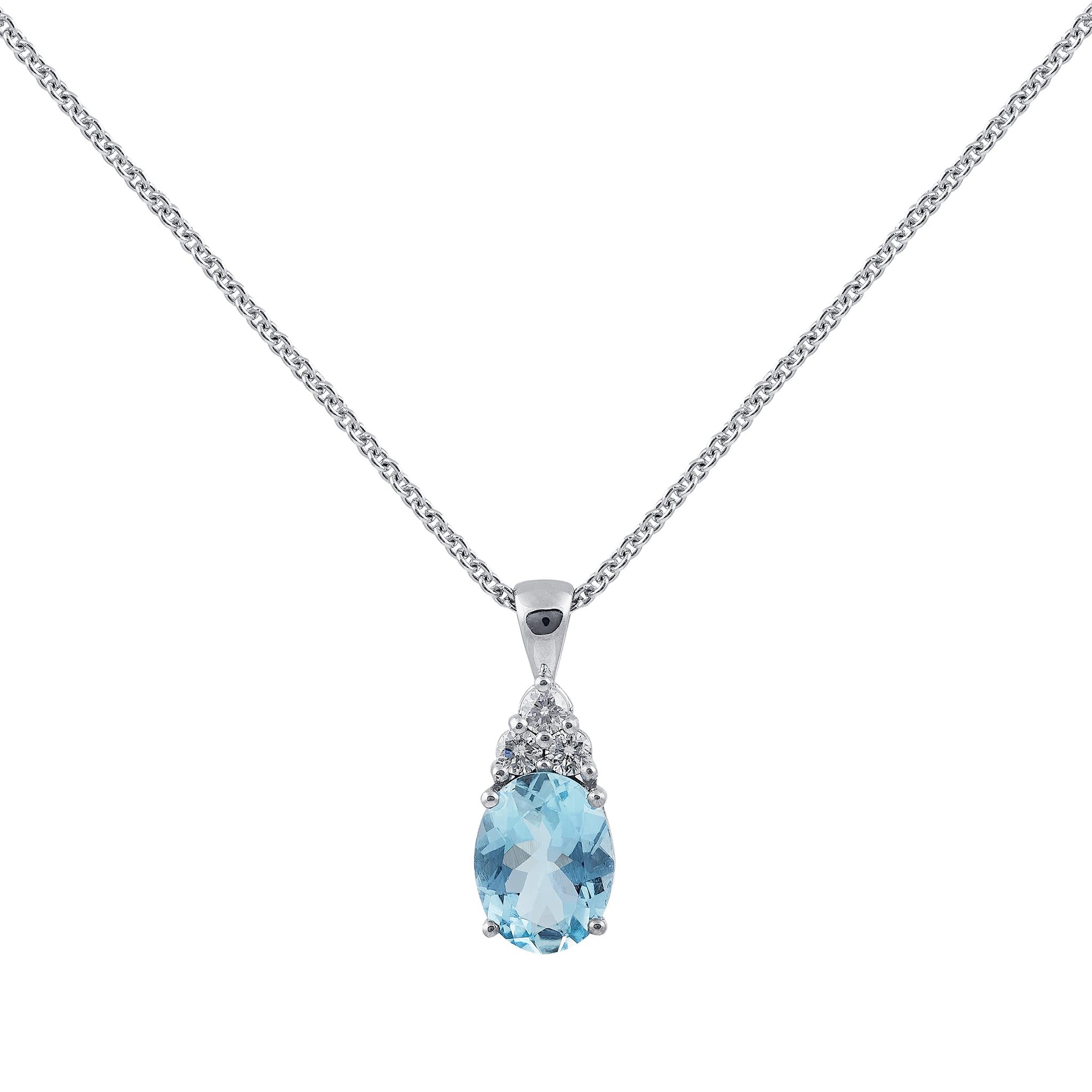 Aquamarine and diamond pendant