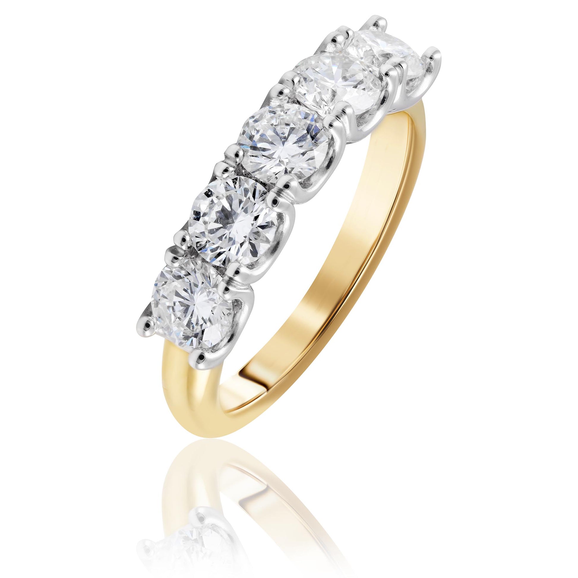 Two tone Round Brilliant Cut Five Stone