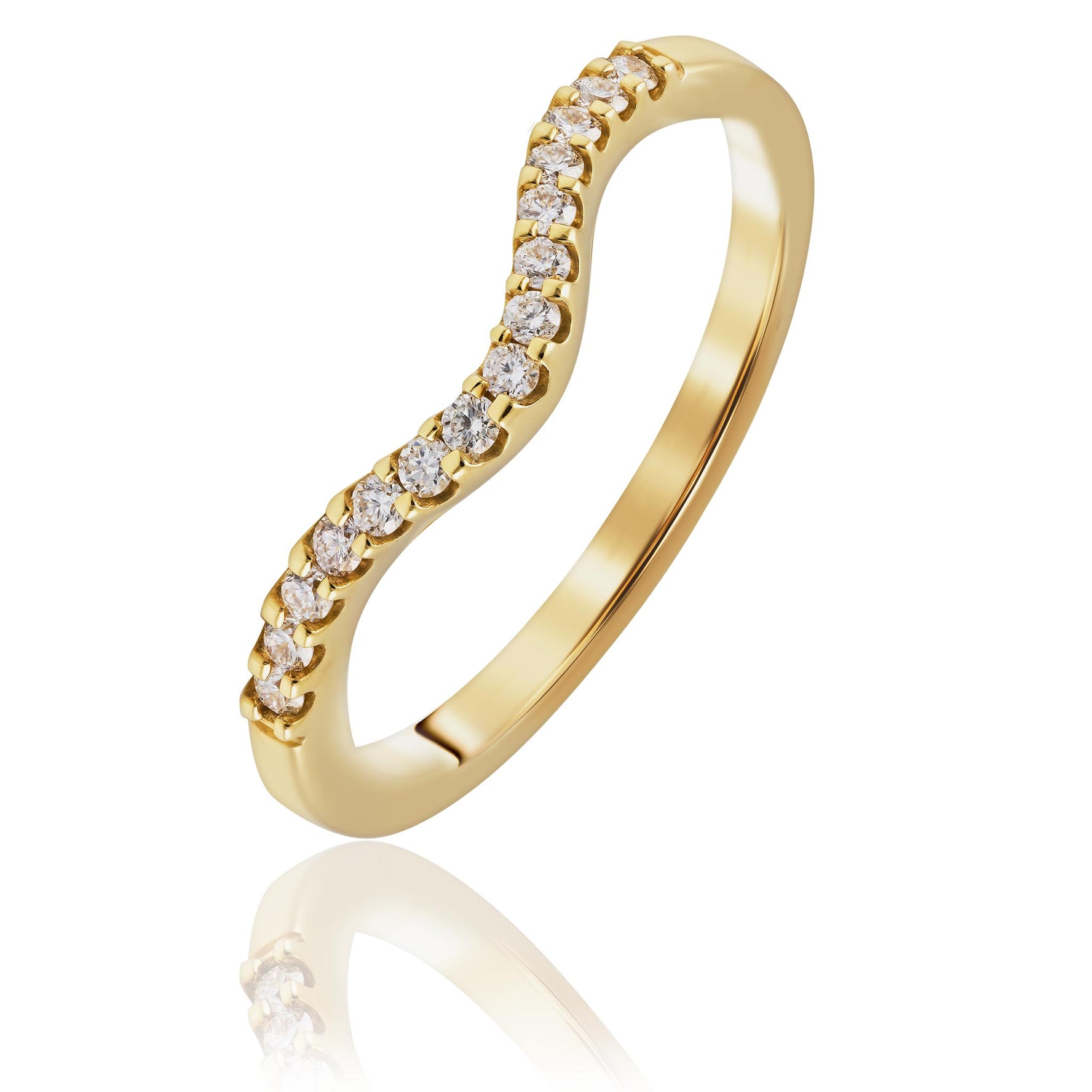 Custom Made Curved Diamond Wedding Band