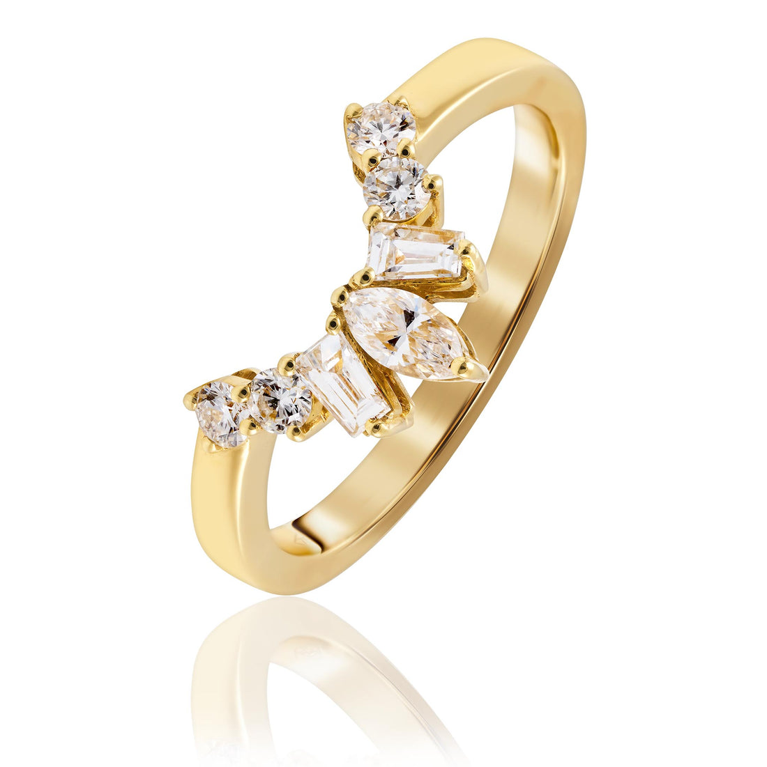 Mixed diamond cut wedding ring