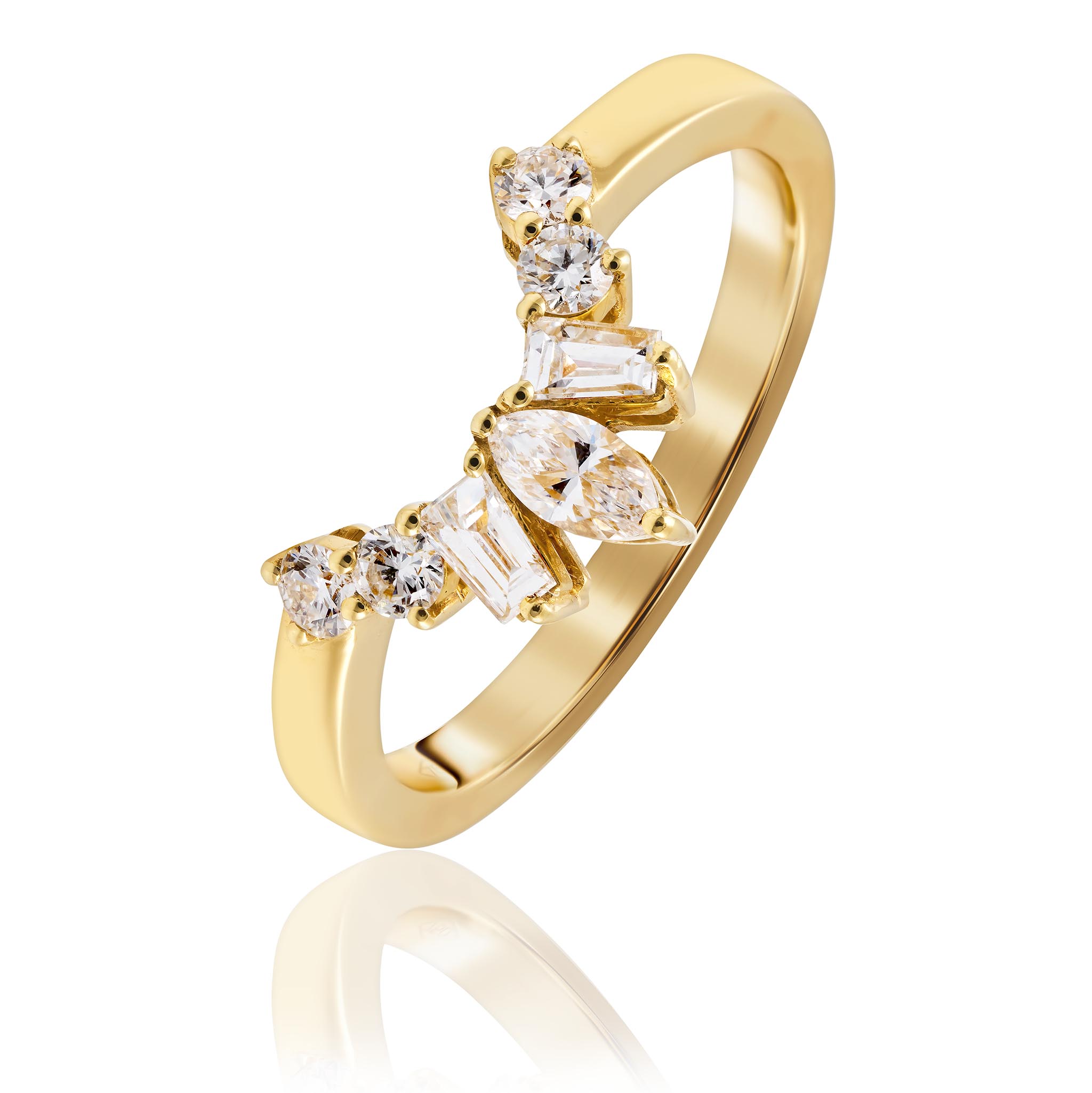 Mixed diamond cut wedding ring