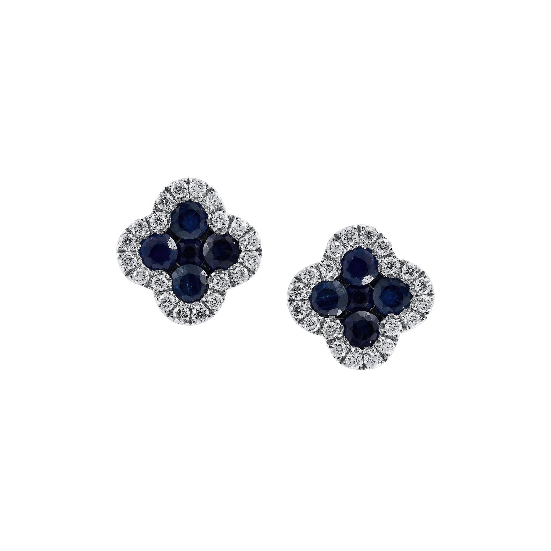 Sapphire and Diamond Clover Studs