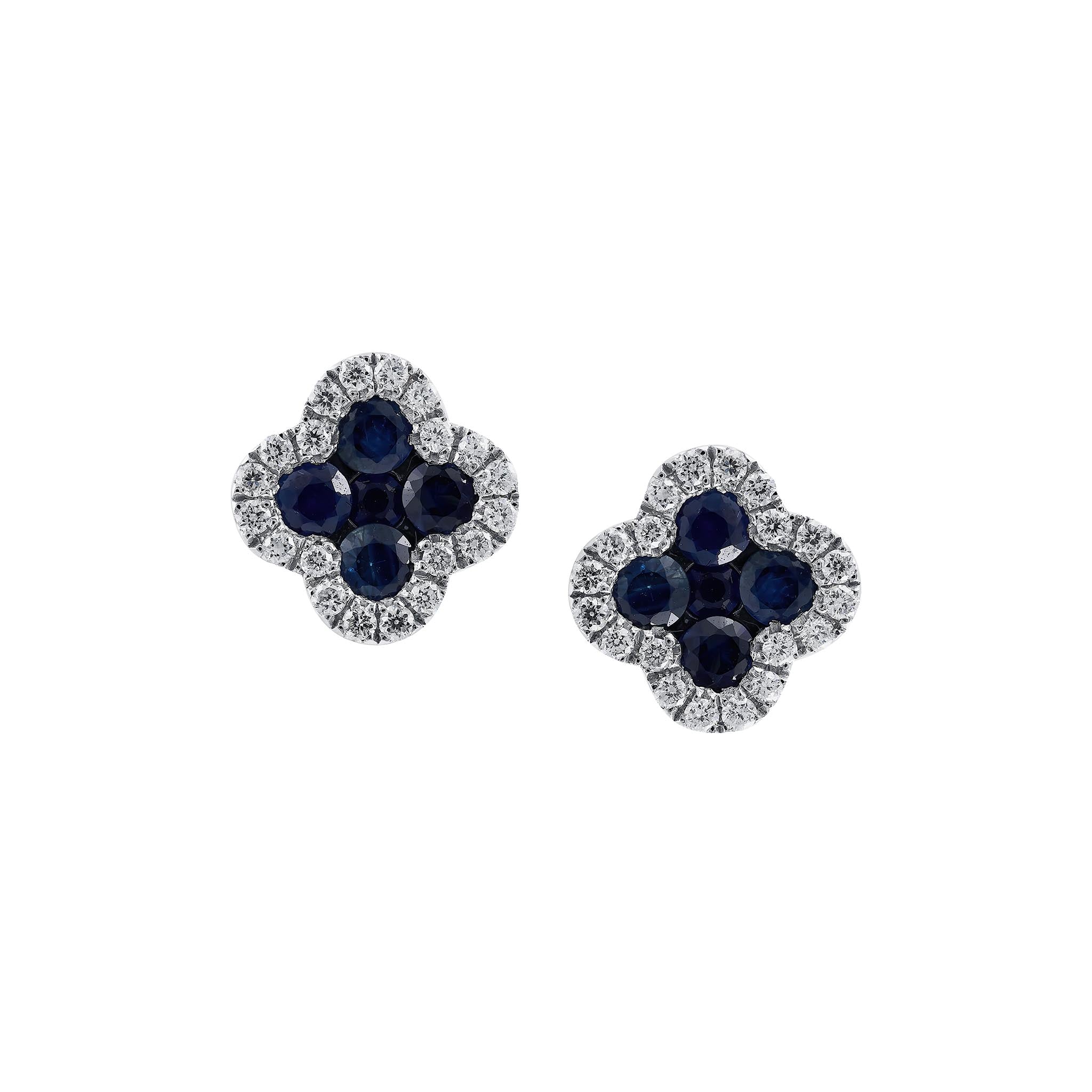 Sapphire and Diamond Clover Studs