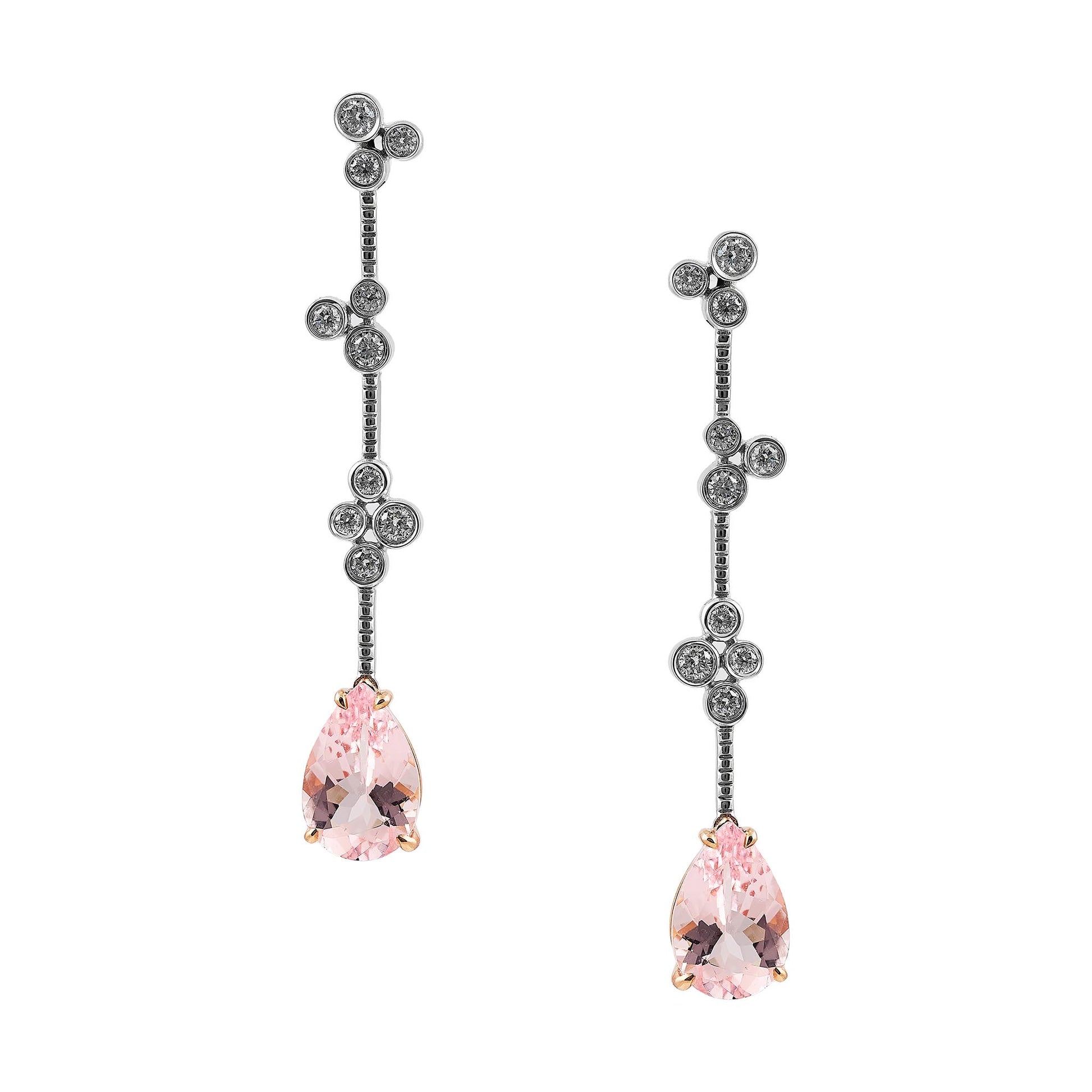 Morganite and diamond drop earrings