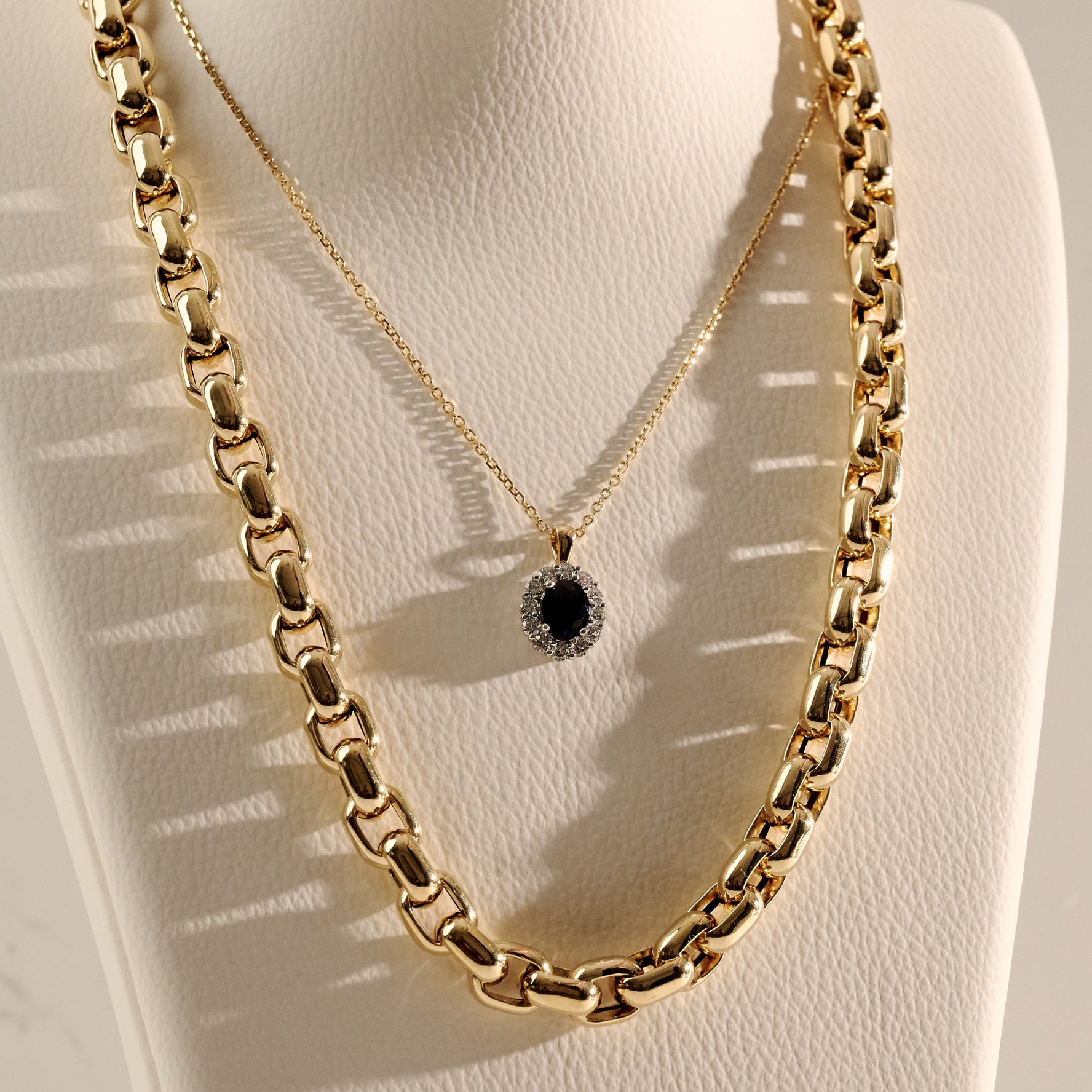 Oval Cut Inverell Sapphire & Diamond Pendant