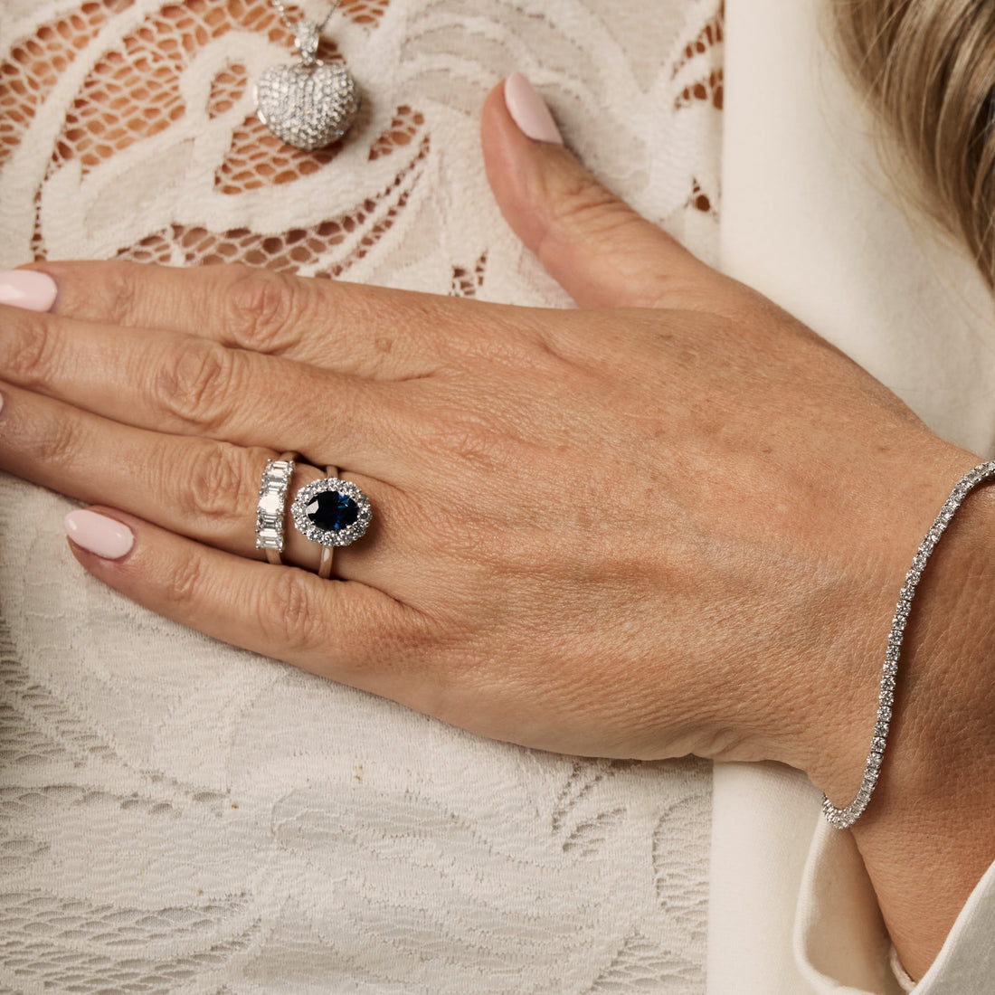 Australian Sapphire Oval Cut Diamond Halo Ring