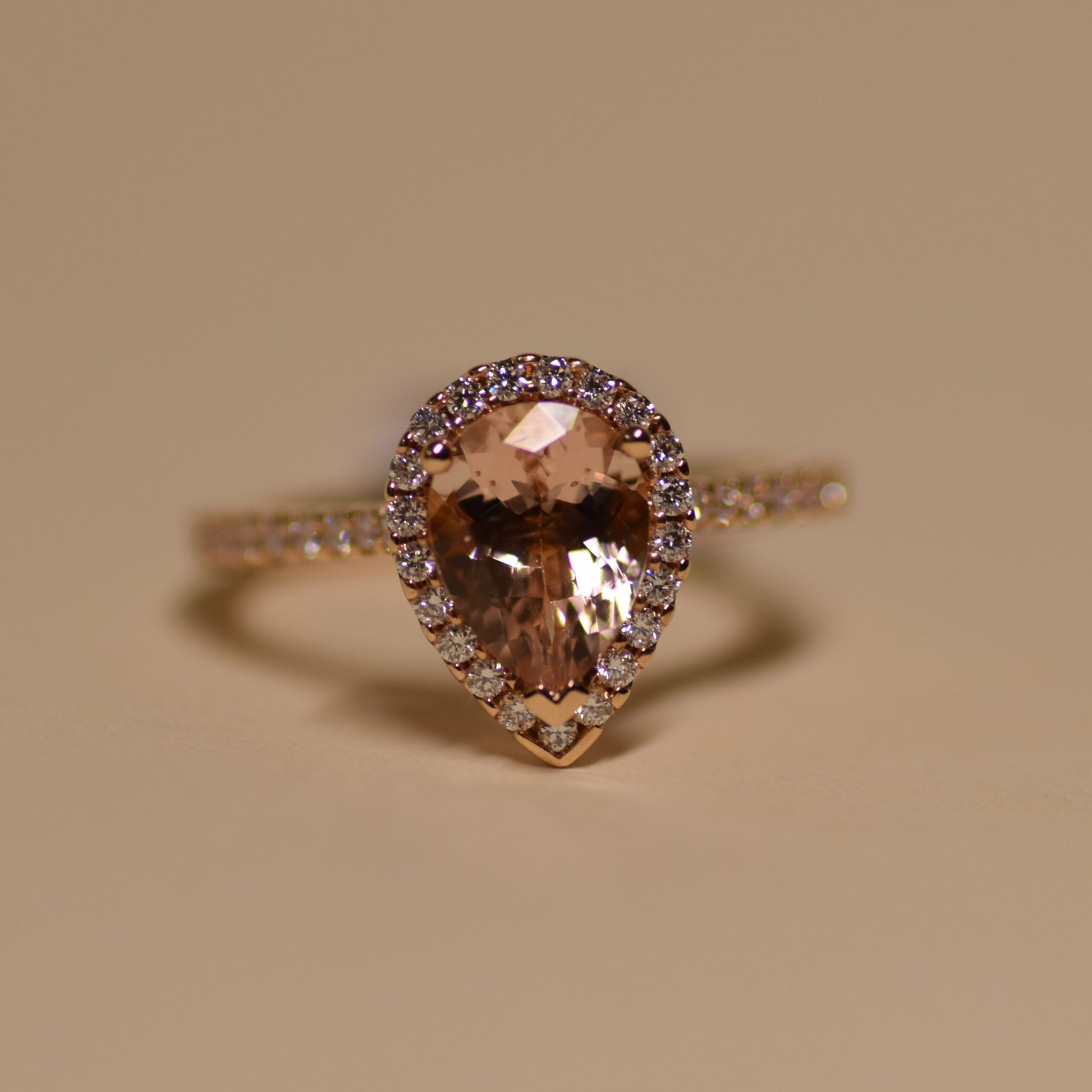 Pear Cut Morganite Ring