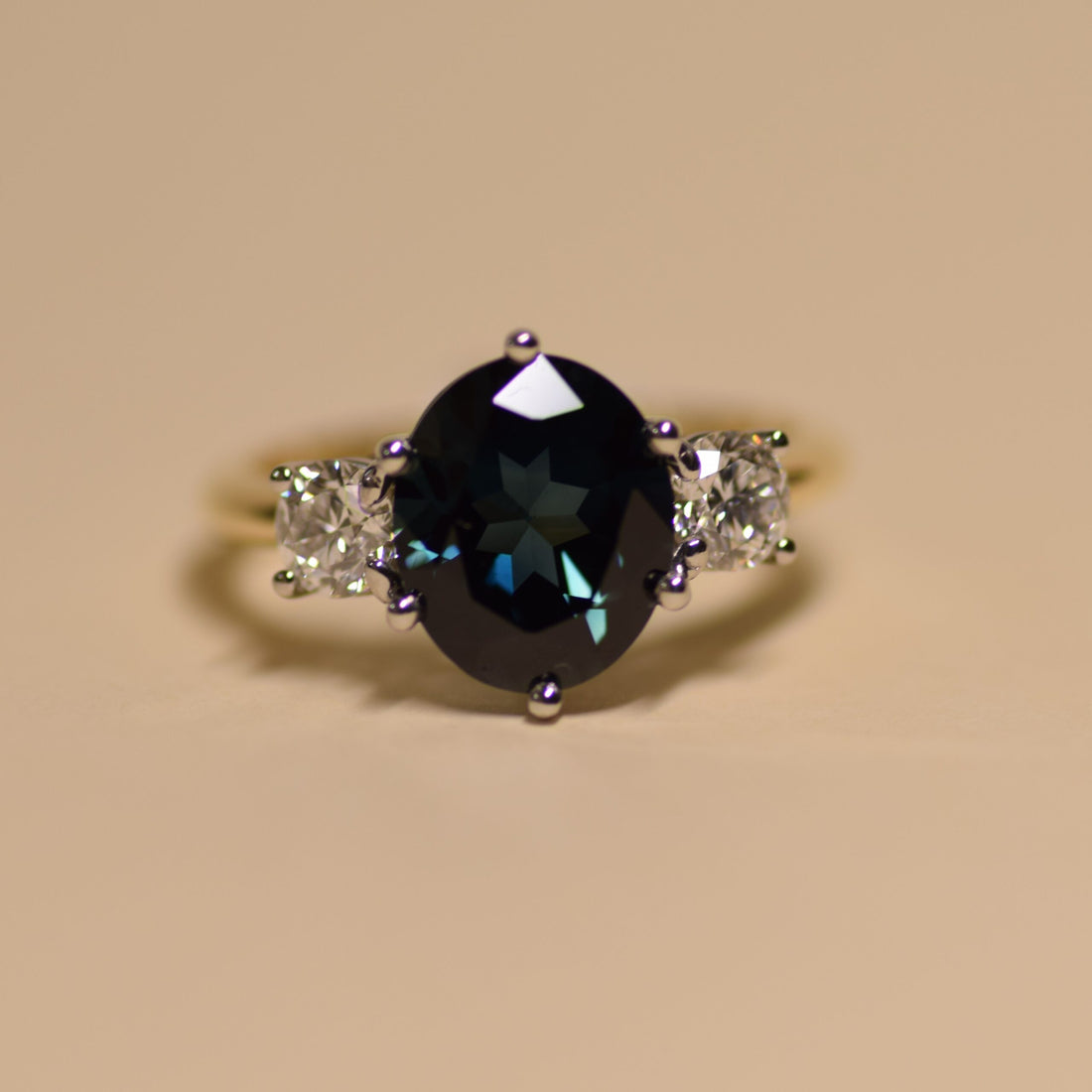 Australian Sapphire and Diamond Trilogy Engagement Ring