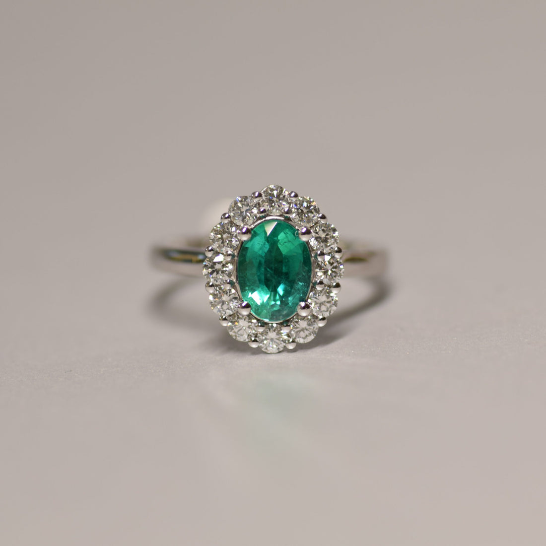 Natural Emerald and Diamond Halo