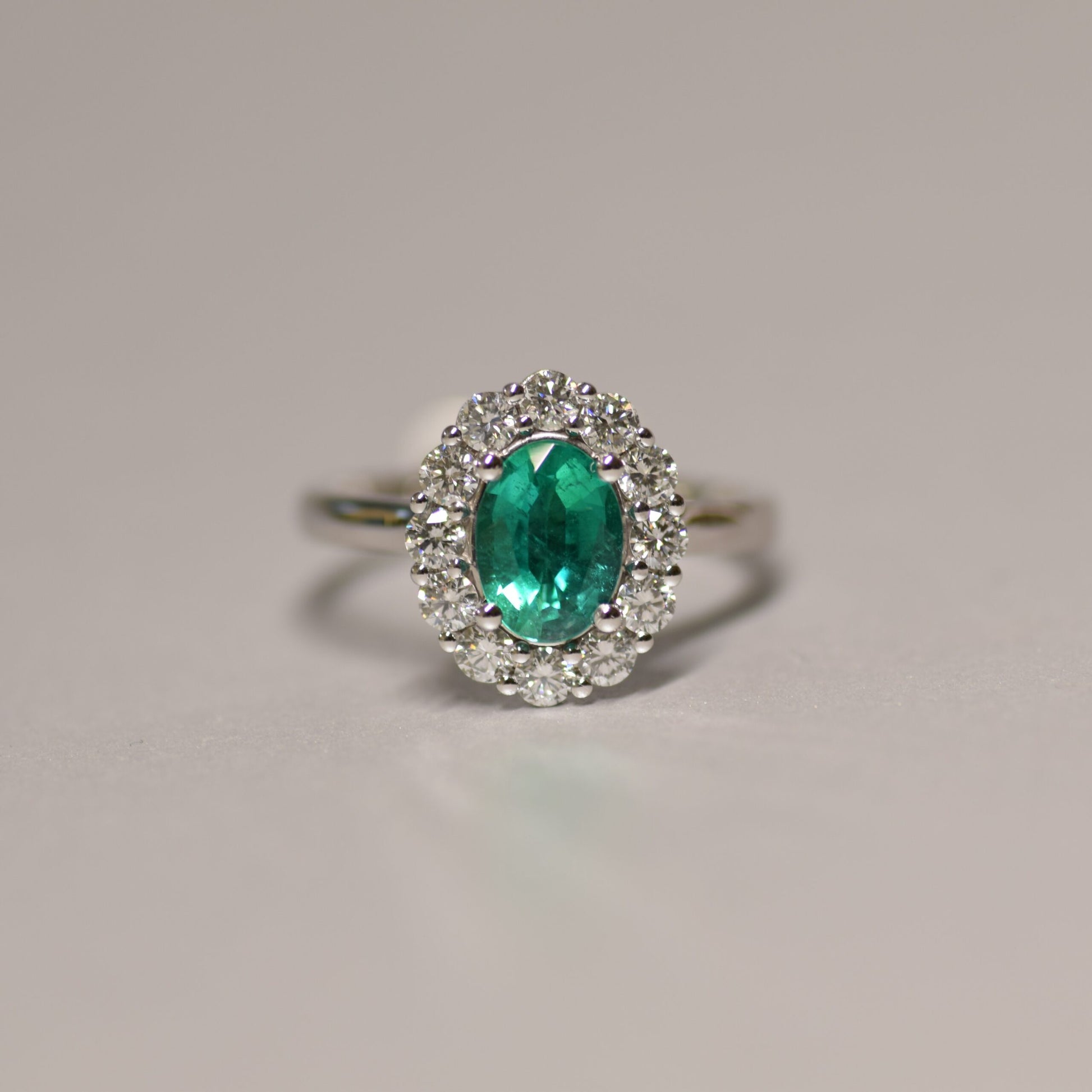 Natural Emerald and Diamond Halo