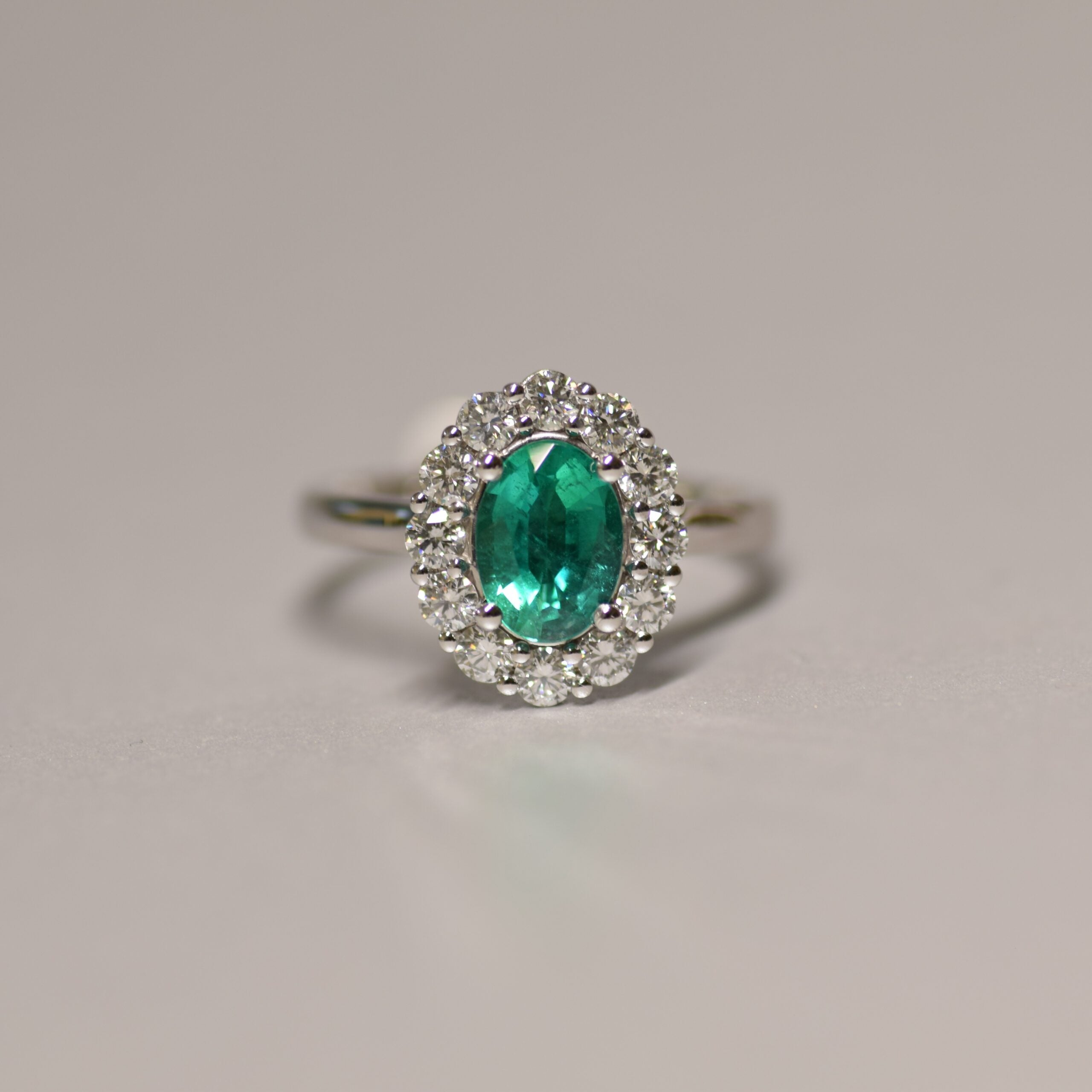 Natural Emerald and Diamond Halo
