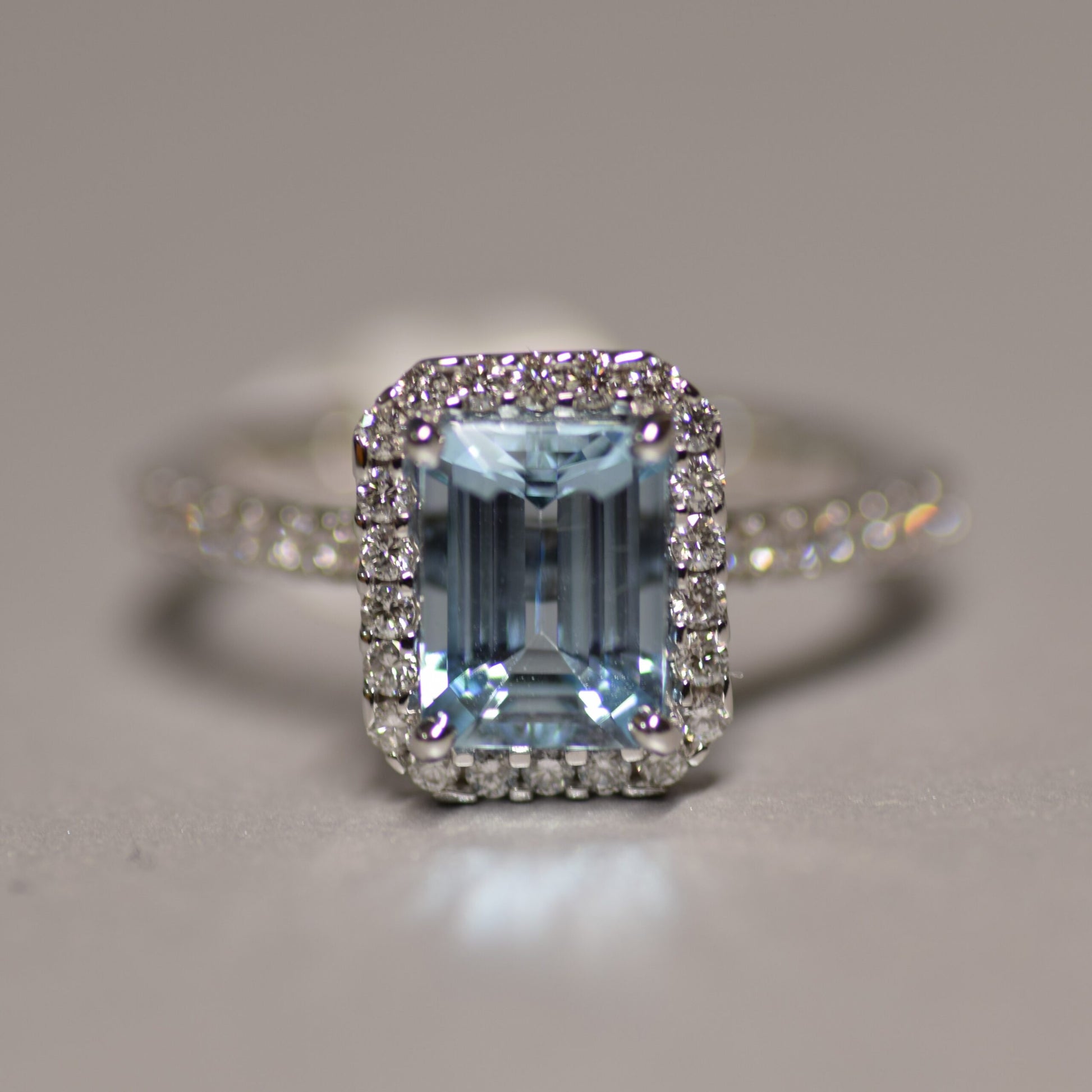 Aquamarine and Diamond Ring