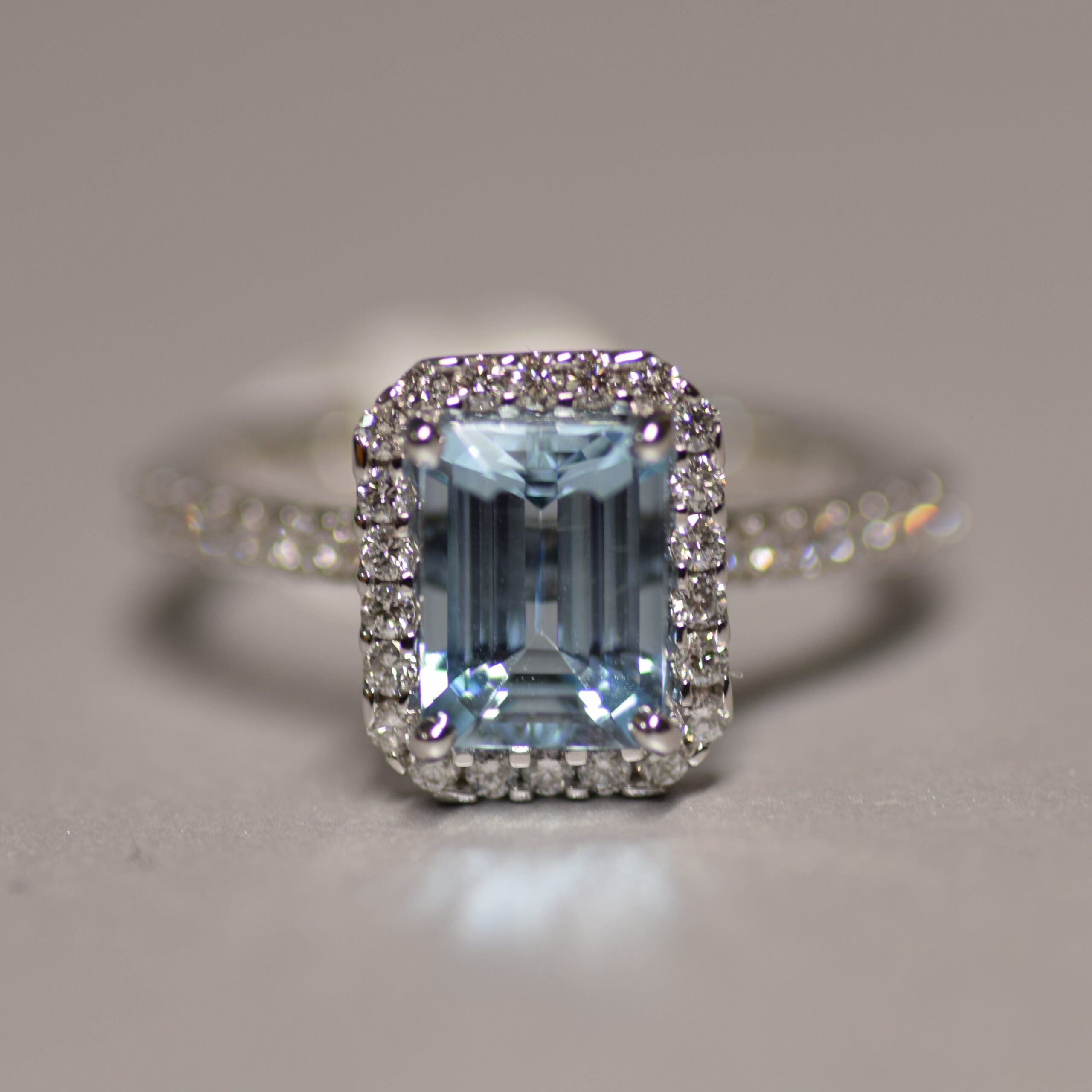 Aquamarine and Diamond Ring