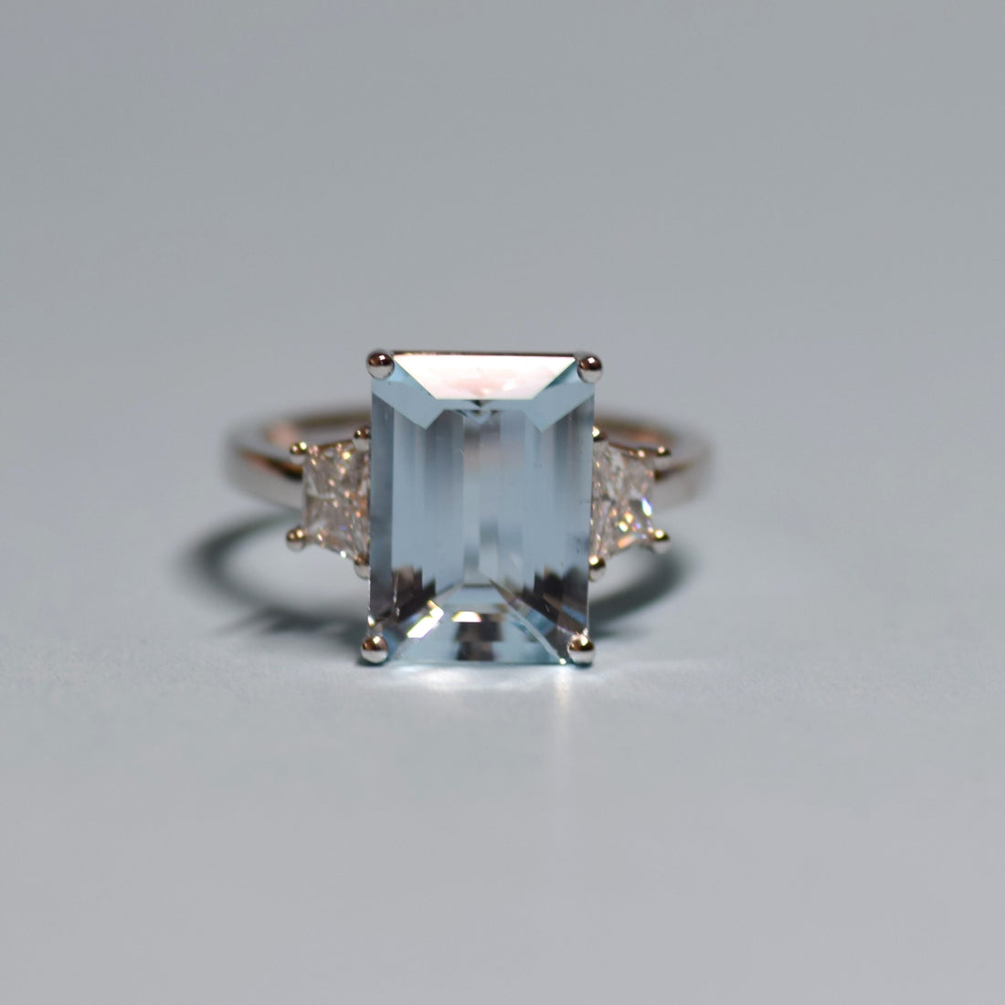 Aquamarine and Trillion Cut Diamond Trilogy