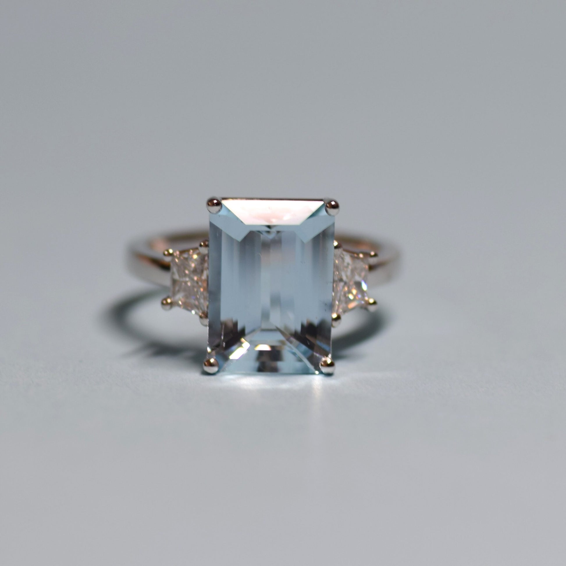 Aquamarine and Trillion Cut Diamond Trilogy
