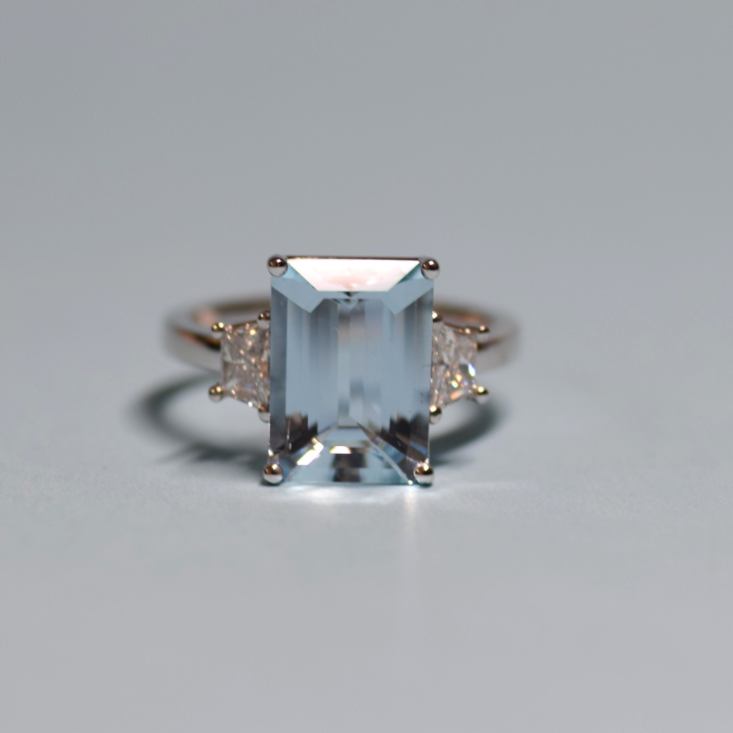 Aquamarine and Trillion Cut Diamond Trilogy