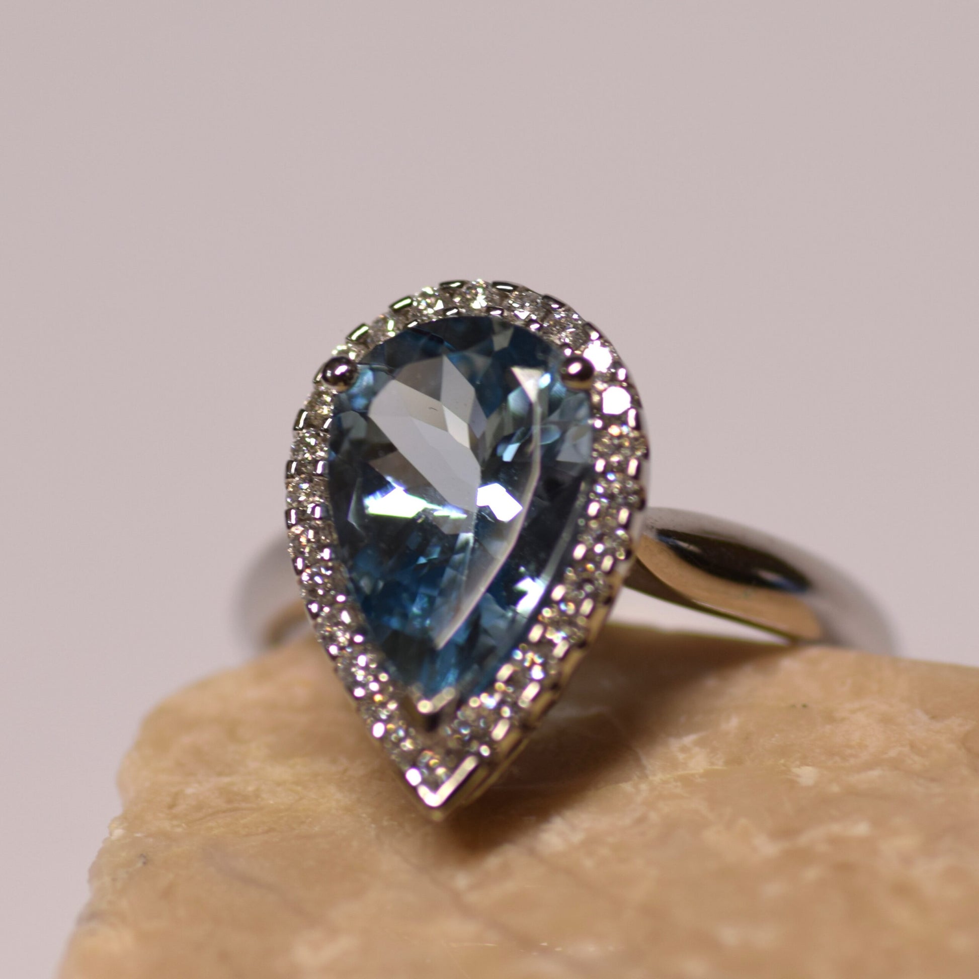 Pear cut Aquamarine Ring