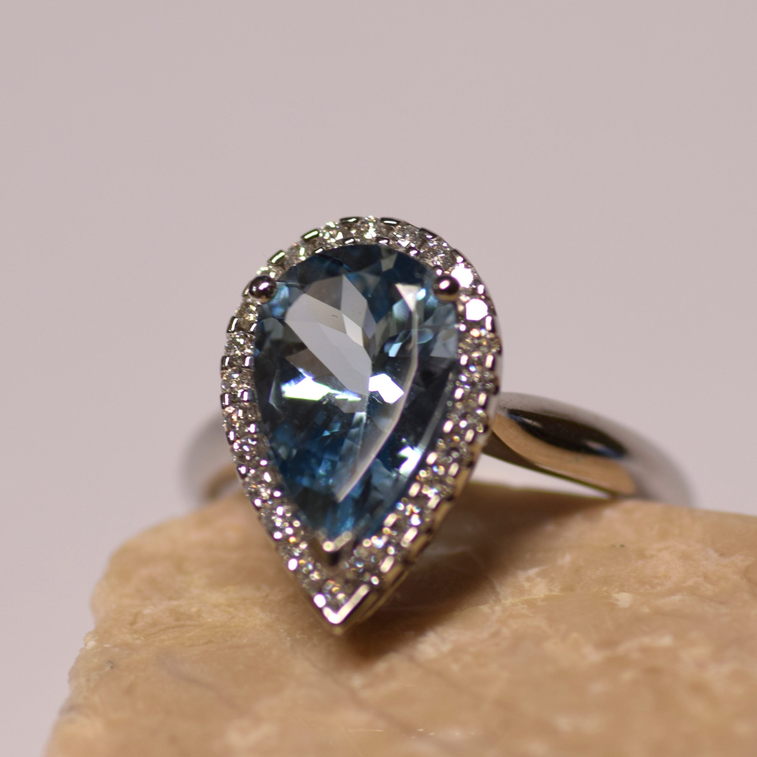 Pear cut Aquamarine Ring