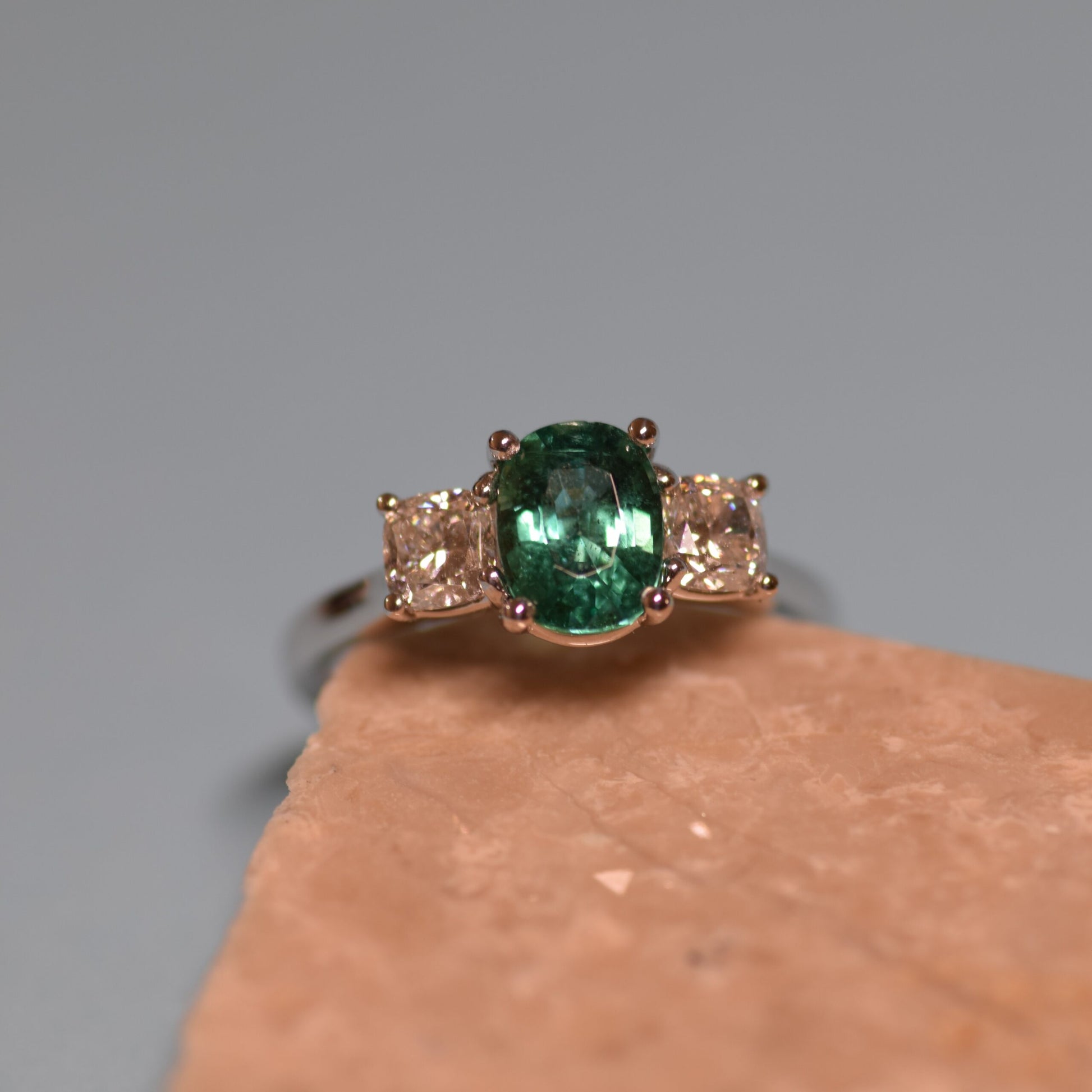 Emerald and Diamond Engagement Ring