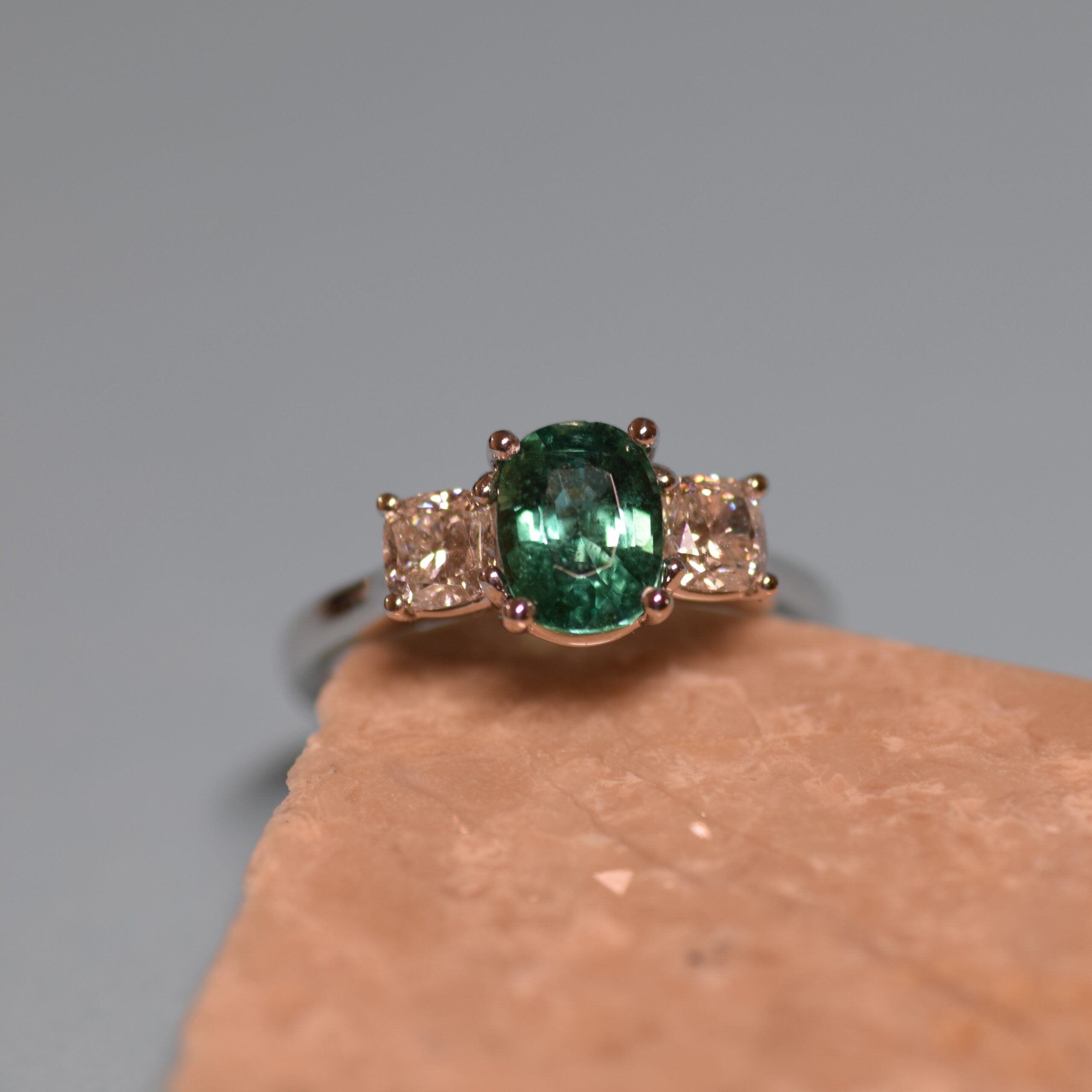 Emerald and Diamond Engagement Ring