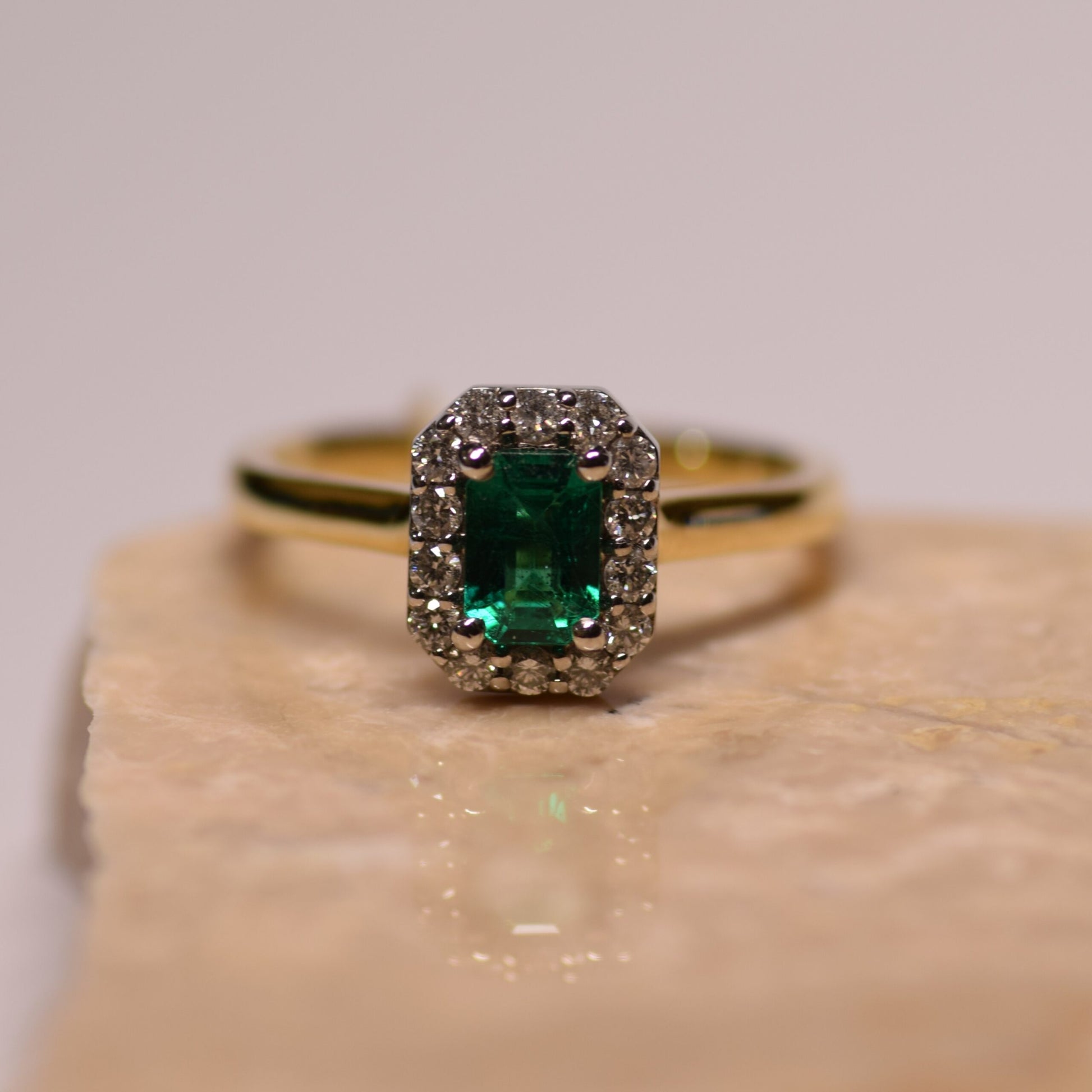 Emerald Cut and Diamond Halo