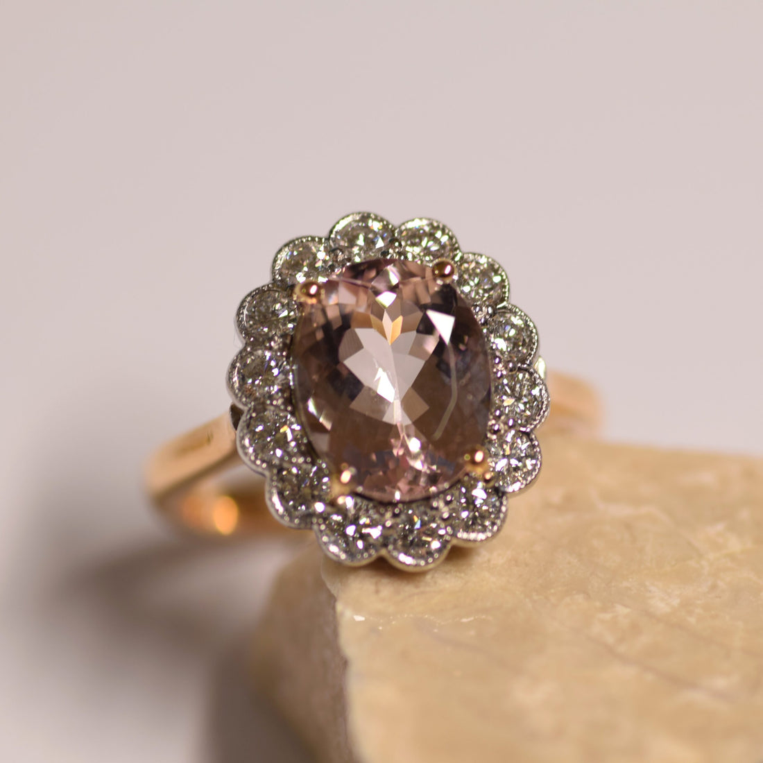 Morganite Flower Style Ring