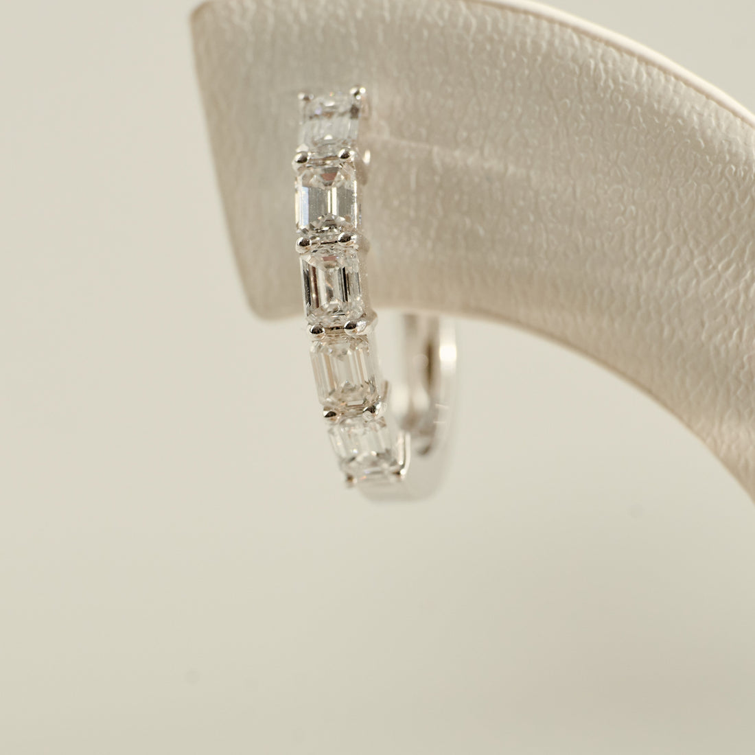 Emerald Cut Diamond Hoop Earrings