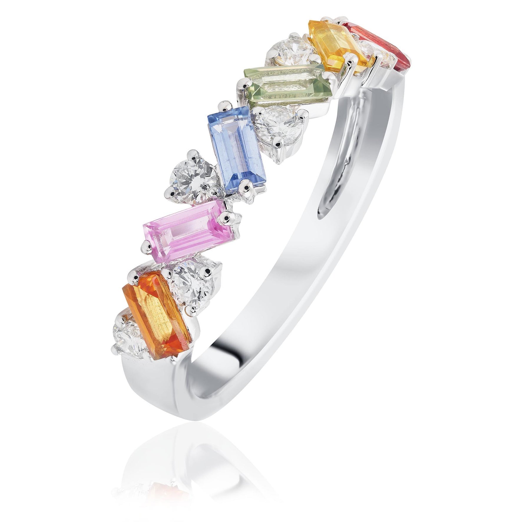 Rainbow Sapphire and Diamond Ring