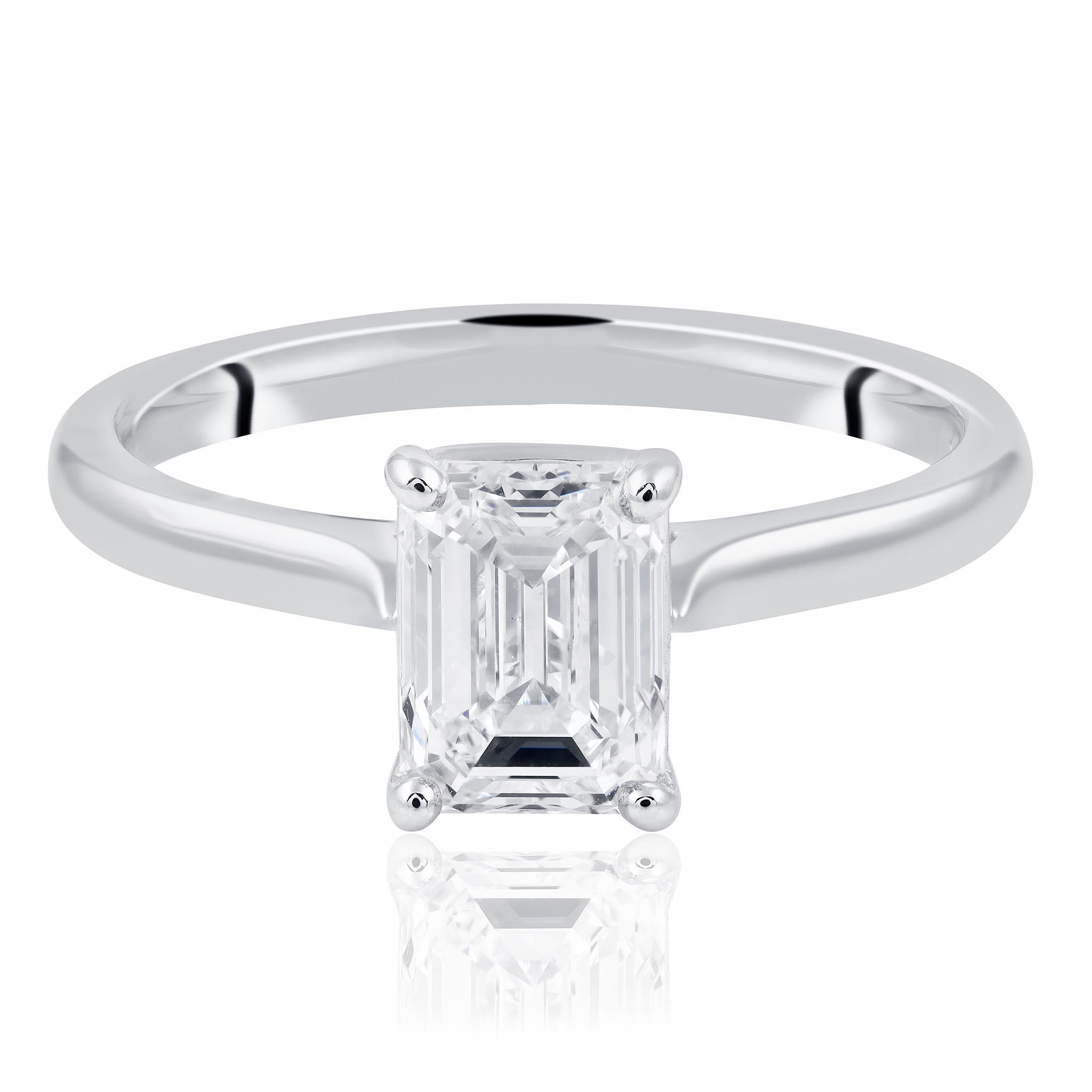 1.30ct Emerald Cut Diamond Engagement Ring