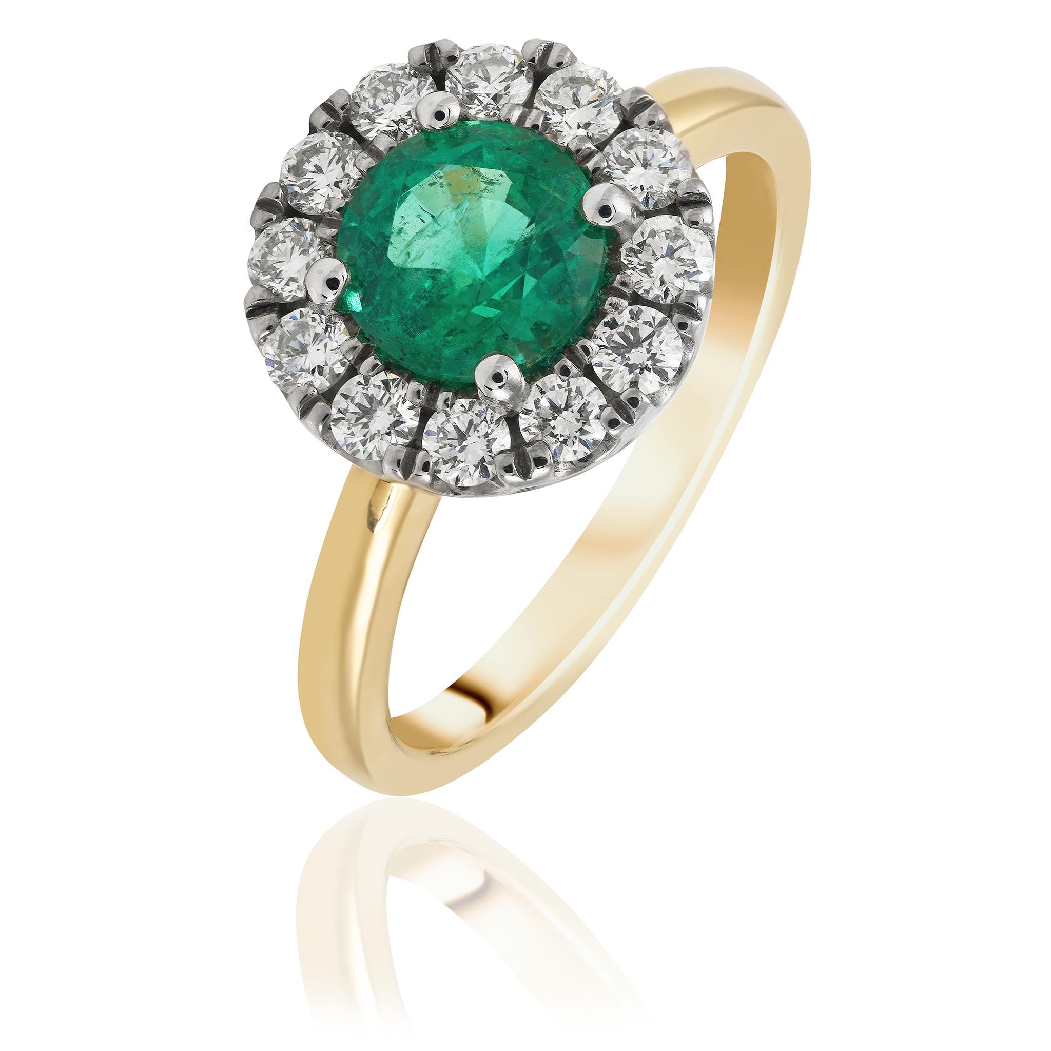 Emerald and diamond halo