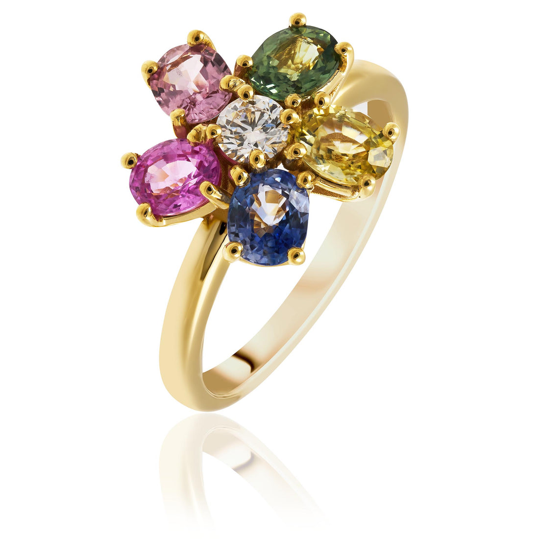 Rainbow sapphire ring