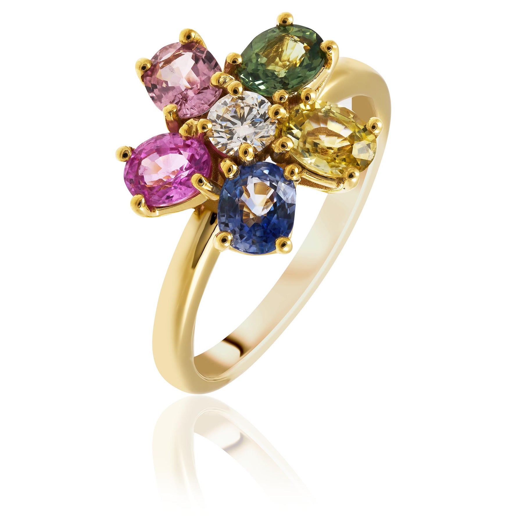 Rainbow sapphire ring