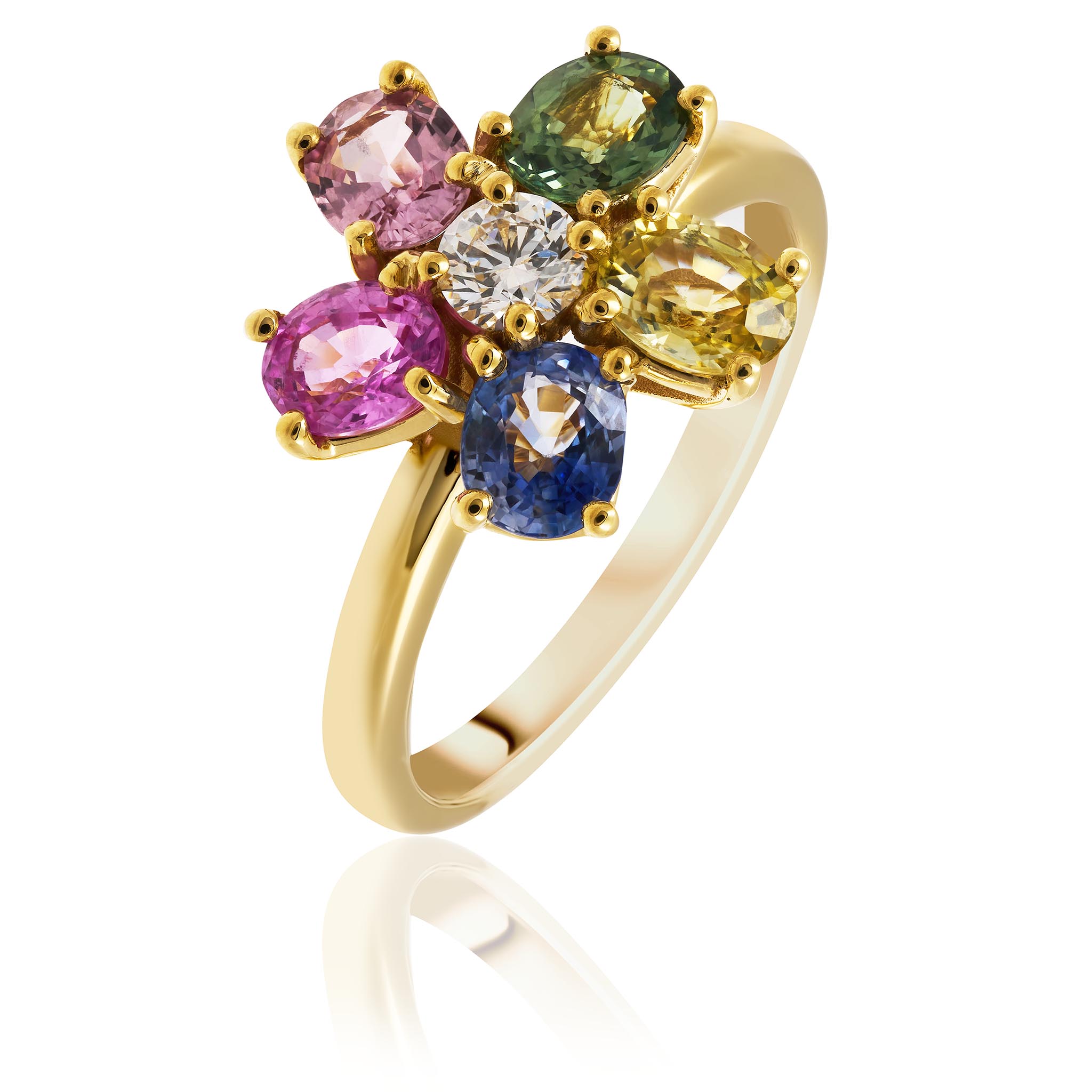 Rainbow sapphire ring
