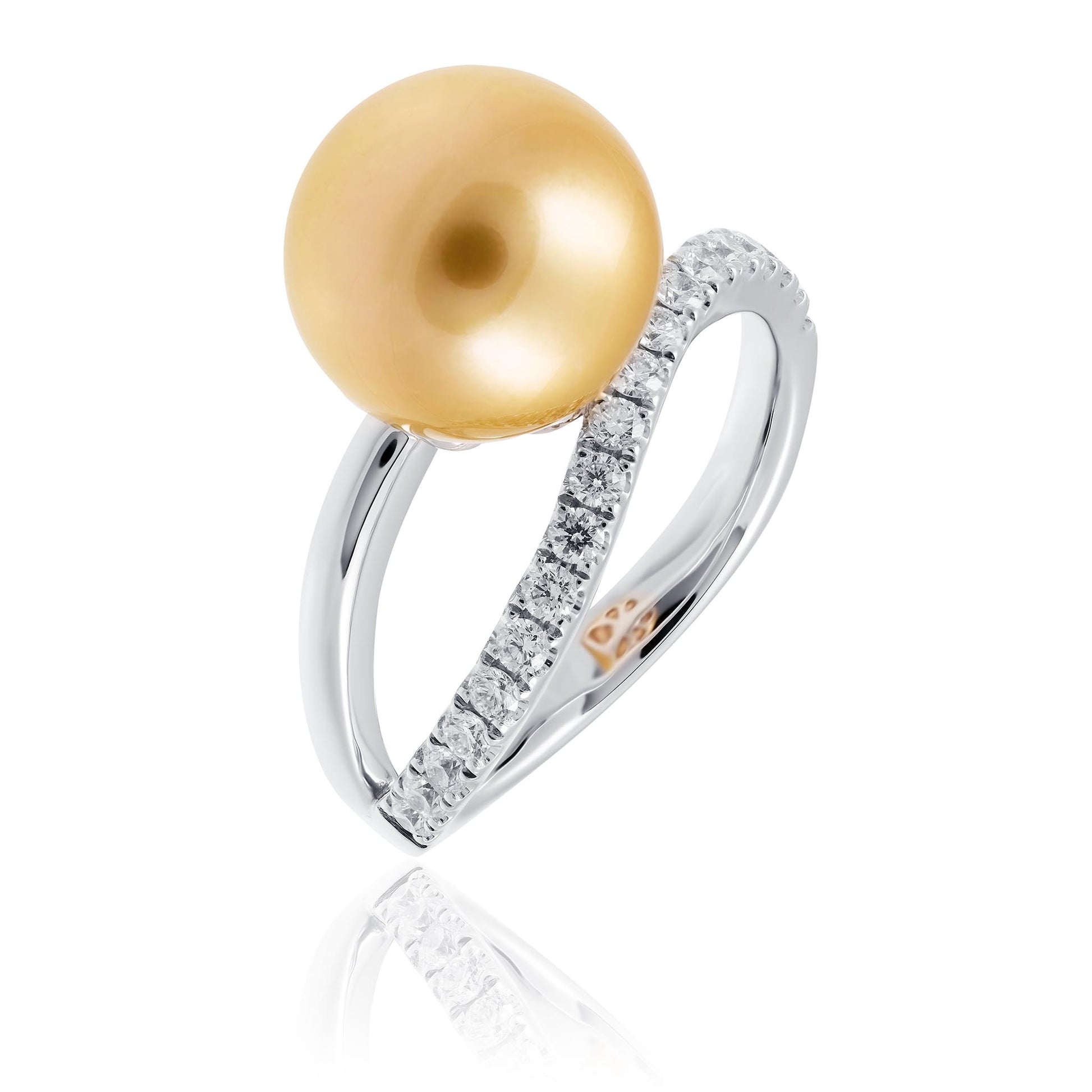 Golden South Sea Pearl and Diamond Ring