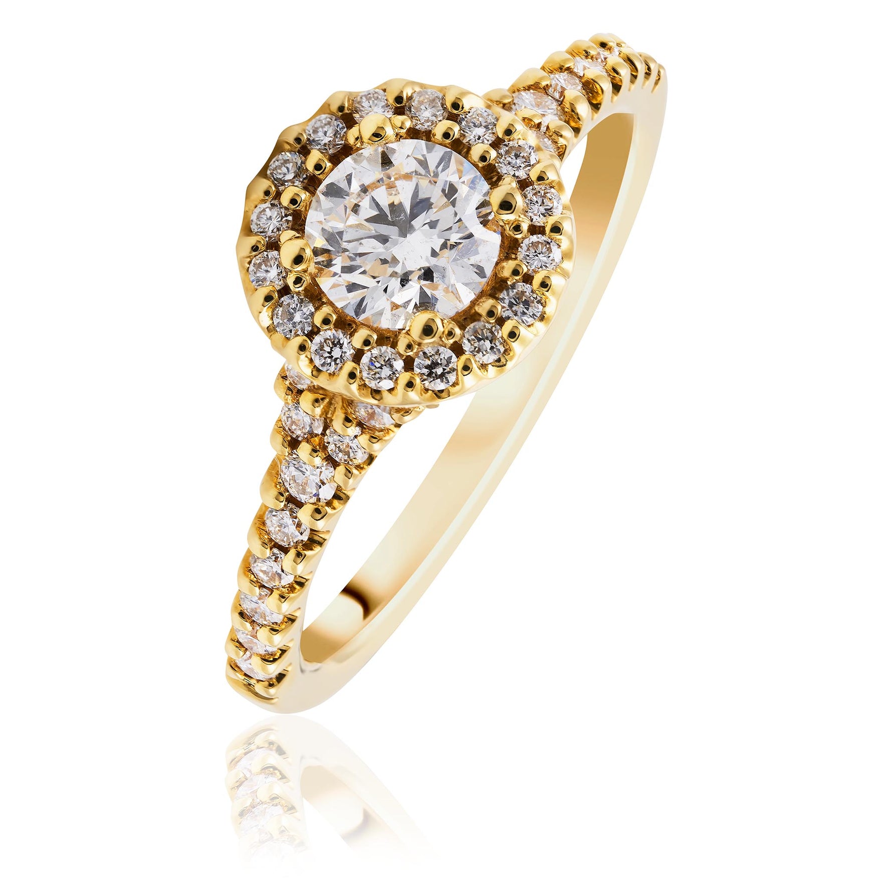 Diamond Engagement Ring Halo and shoulder design