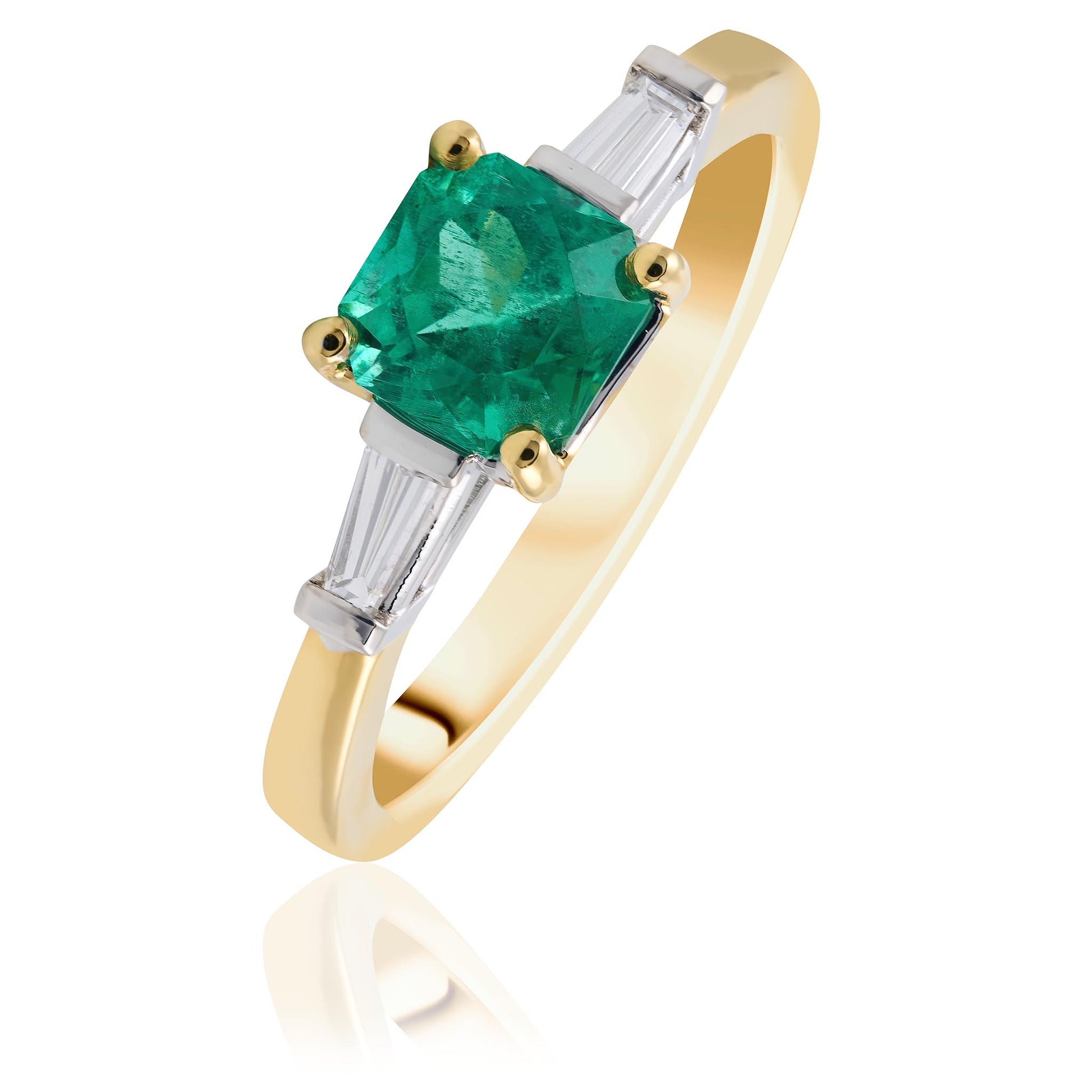 Emerald and diamond engagement ring