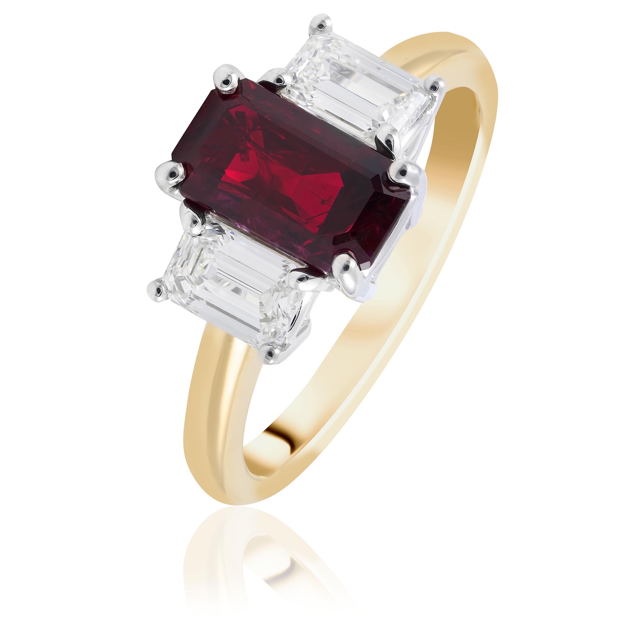 Emerald Cut Ruby Engagement Ring