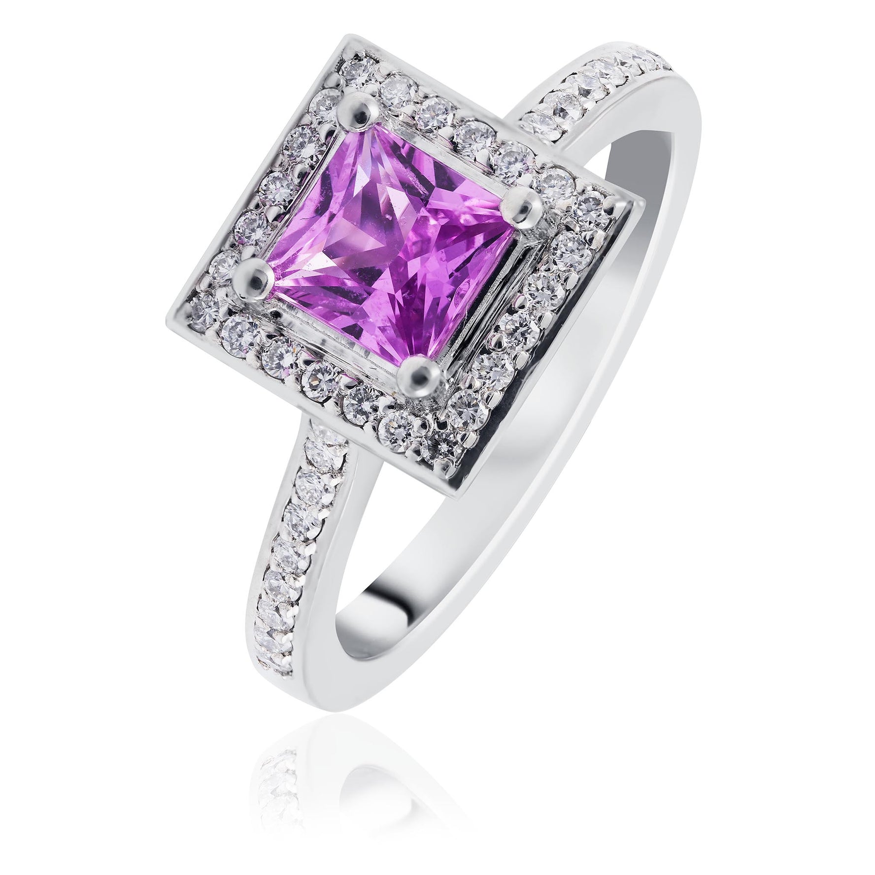 Pink Sapphire and diamond ring