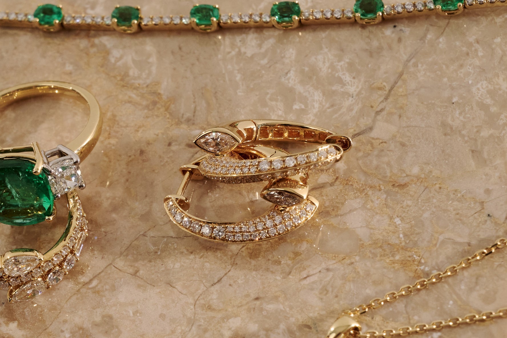Marquise Diamond Split Hoop Earrings