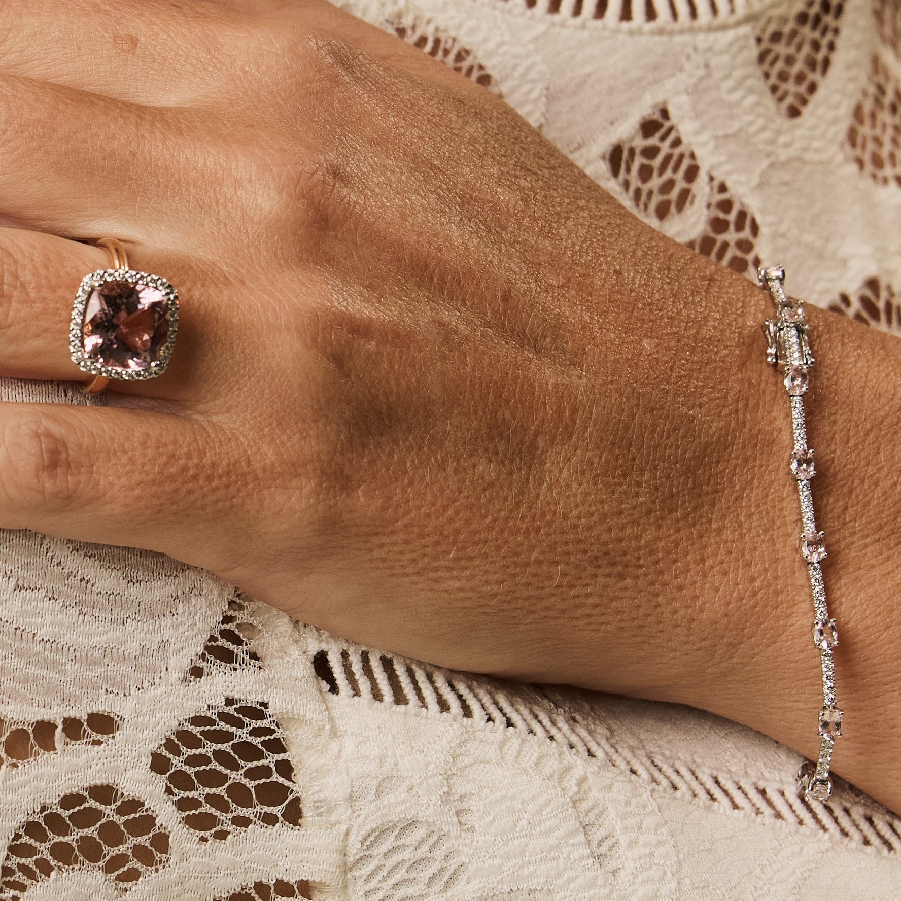 Morganite and Diamond Bracelet