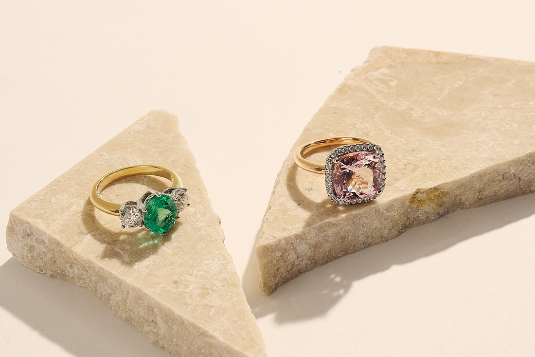 Cushion Cut Morganite & Diamond Halo Ring