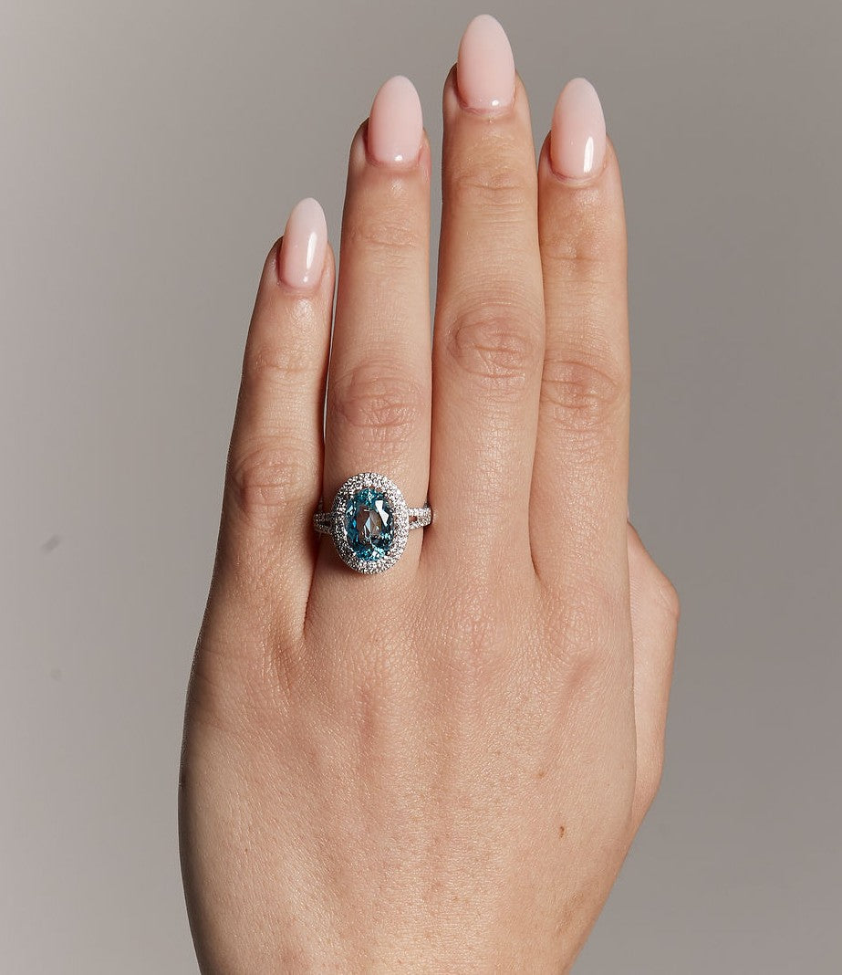 Aquamarine and Diamond Ring