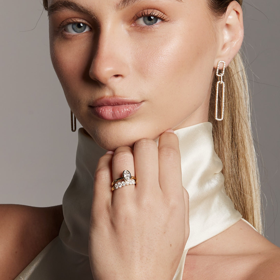 Bezel Set Oval Cut Diamond Engagement Ring