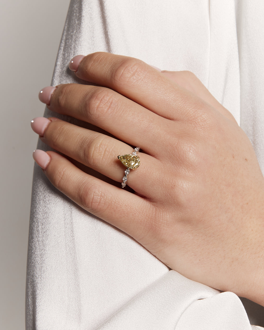 Fancy Intense Yellow Pear Cut Diamond Ring