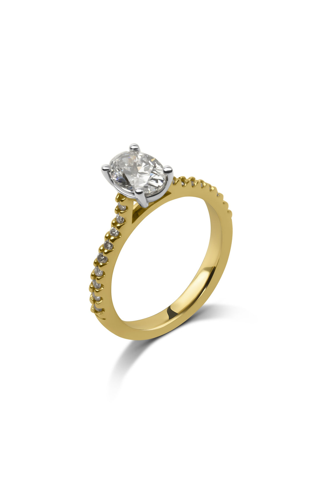 1ct Oval Cut Diamond Engagement Ring, Shoulder Diamonds