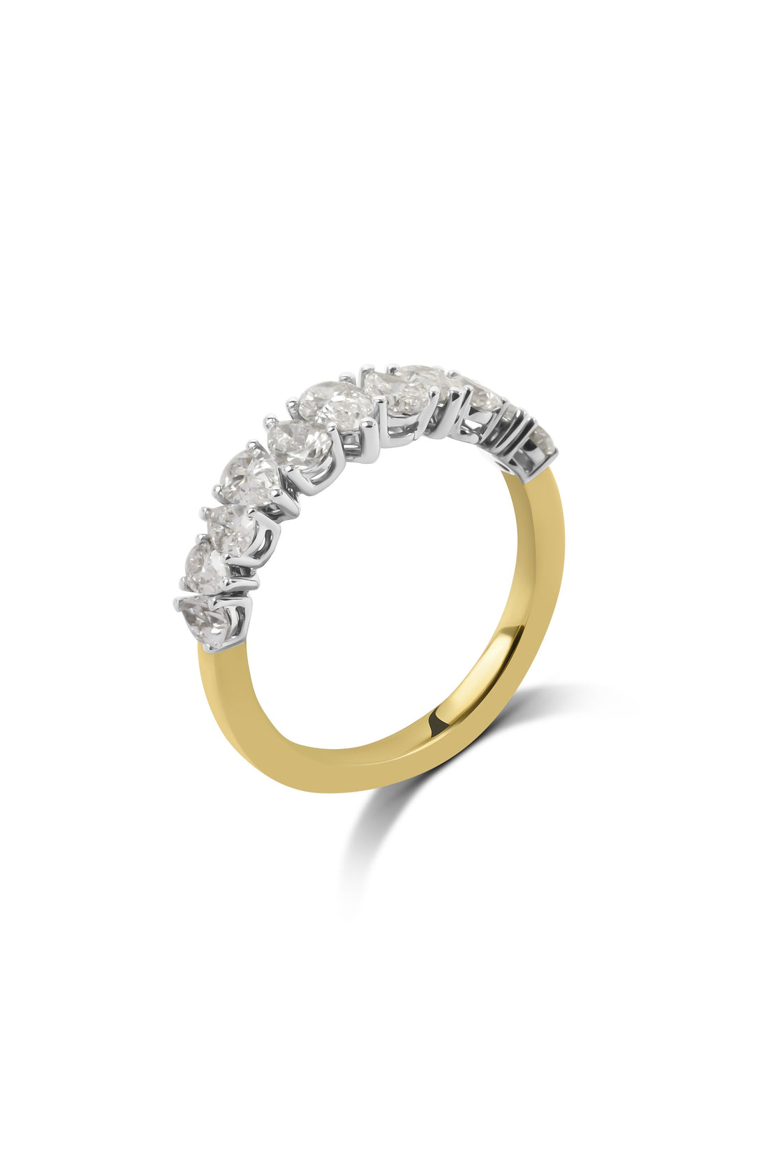 18ct Two Tone Pear Cut Diamond Band