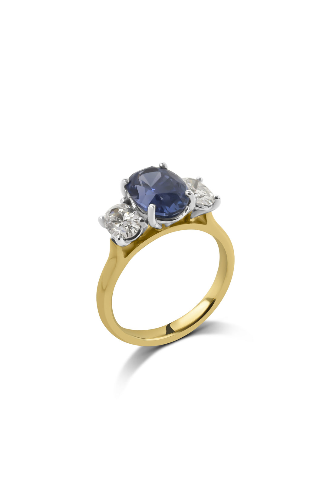 Oval Cut Ceylon Sapphire & Diamond Trilogy