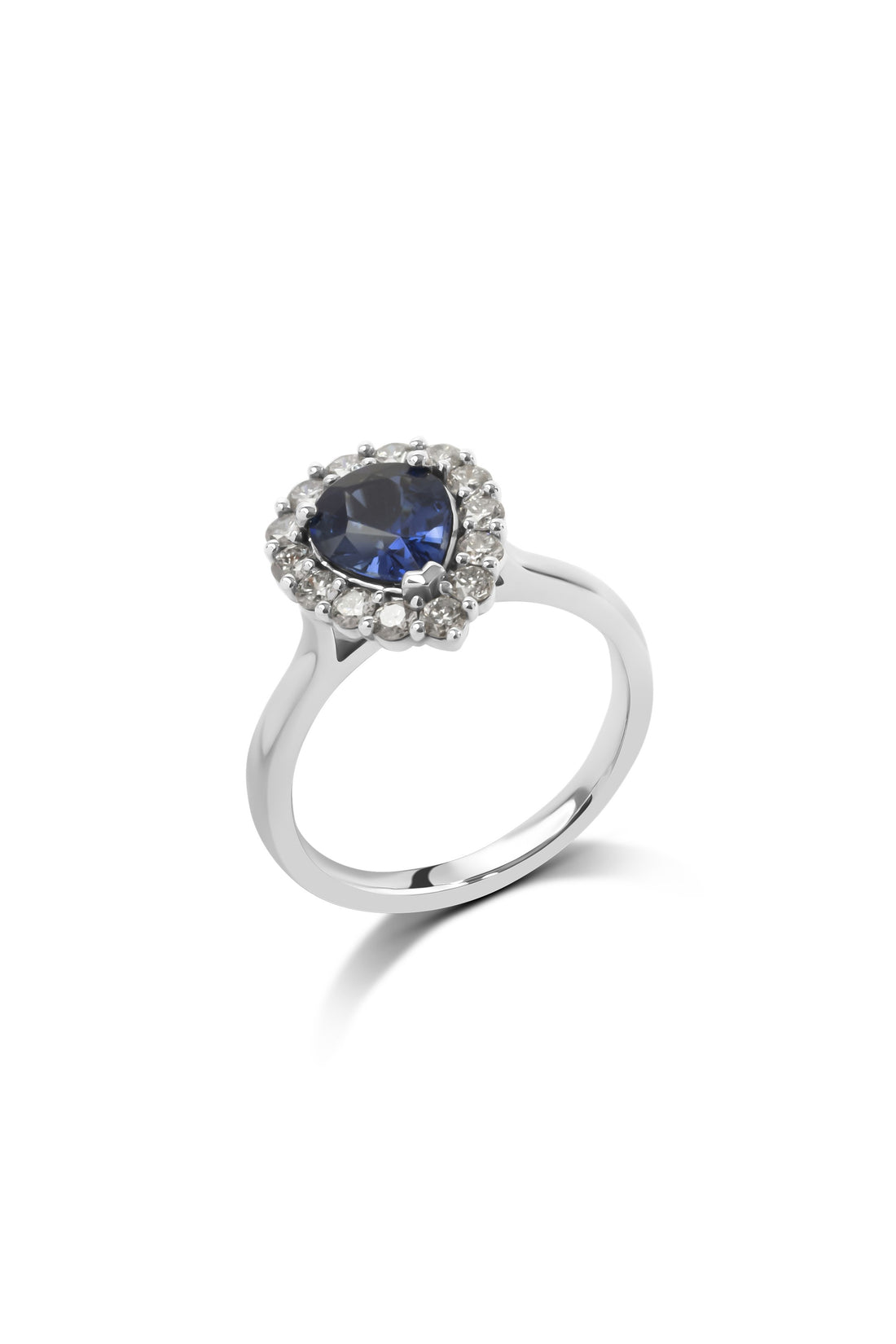 Pear Cut Ceylon Sapphire and Diamond Halo