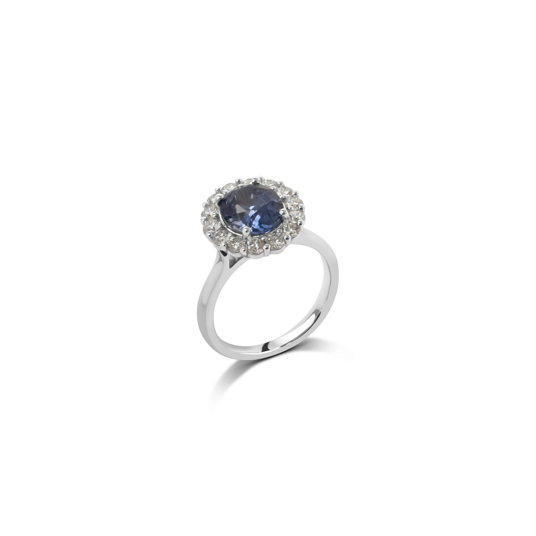Platinum Oval Cut Ceylon Sapphire & Diamond Halo